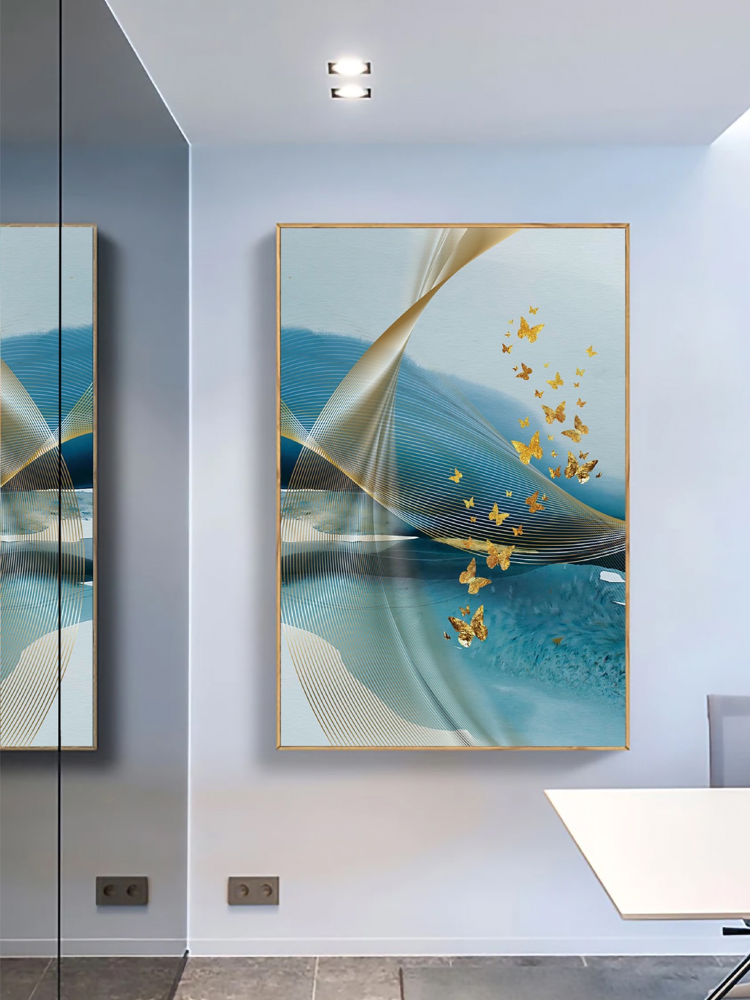 

Art Street Beige & Blue Butterfly Framed Painted Wall Art