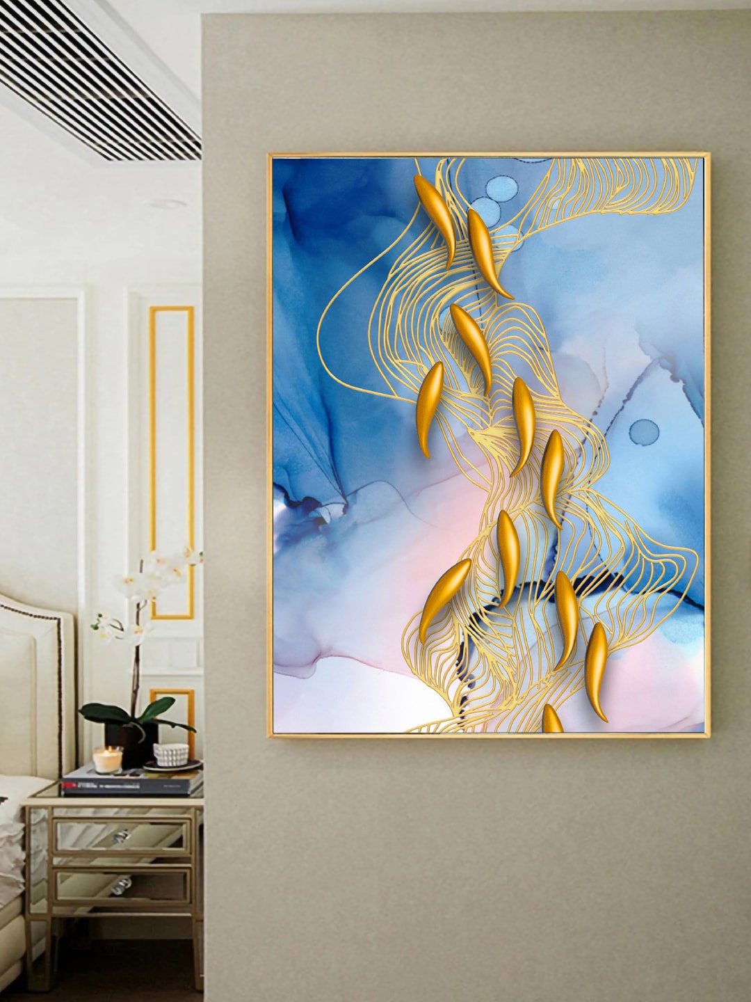 

Art Street Beige & Blue Abstract Framed Painting Wall Art