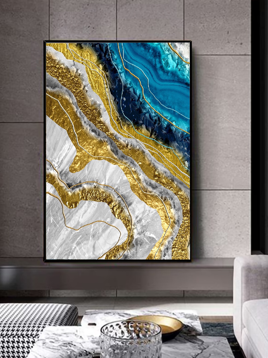 

Art Street Grey & Blue Abstract Deep Sea Marble Painting Wall Art
