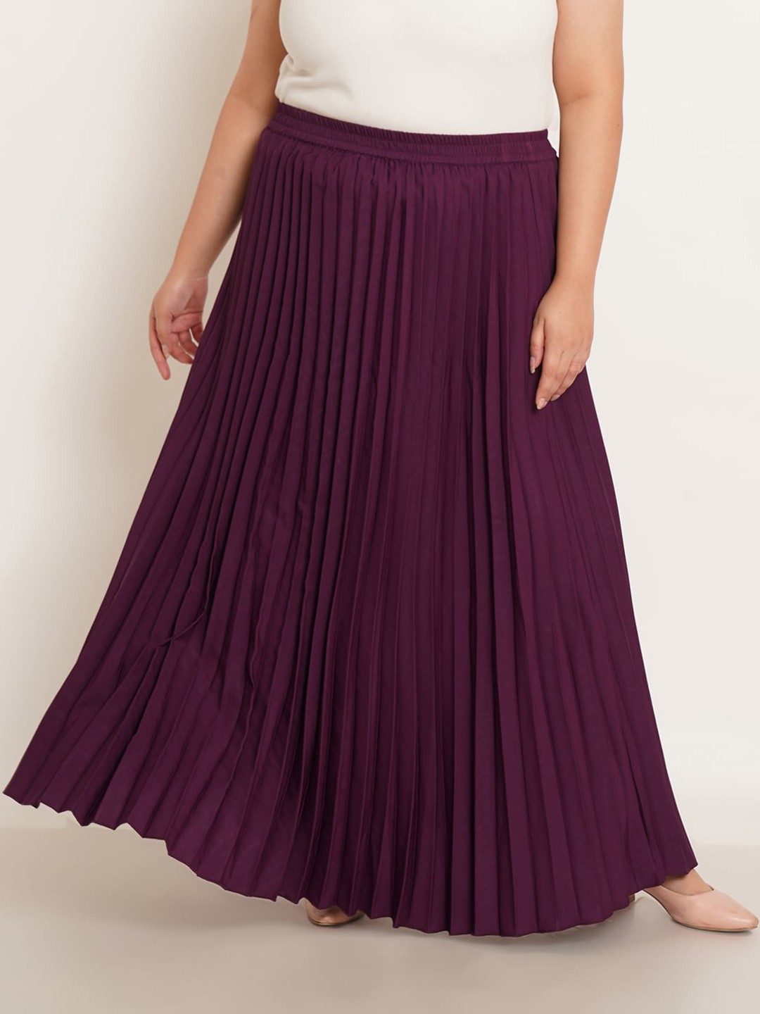 

U&F Beyond Accordion Pleated Flared Maxi Skirt, Purple