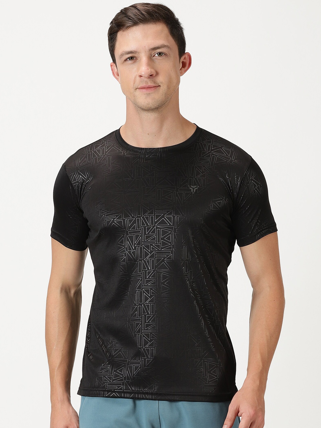 

deb Geometric Embossed Texture Slim Fit T-shirt, Black