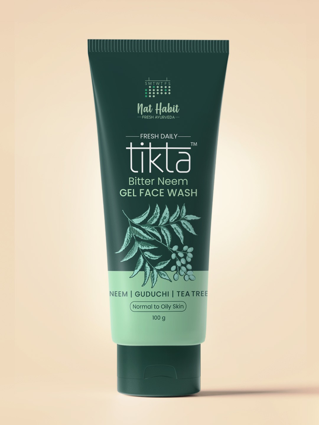 

Nat Habit Bitter Neem Gel Natural Face Wash for Oily Skin for Acne & Pimple Control - 100g, Green