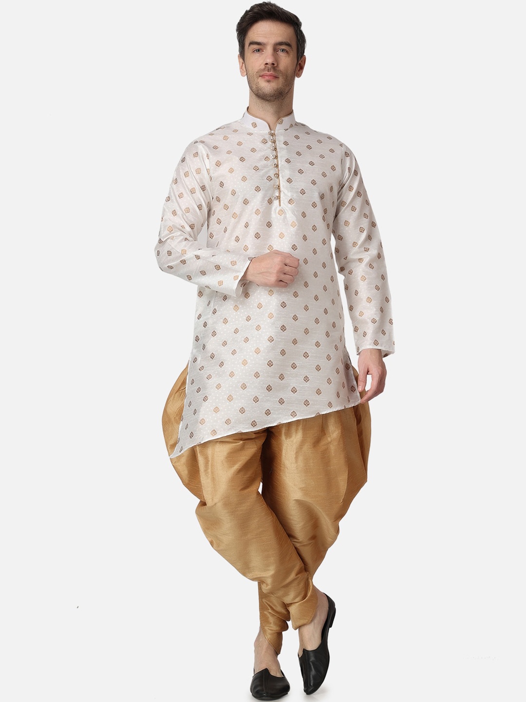 

ROYAL KURTA Ethnic Motifs Woven Design Jacquard Straight Kurta, White