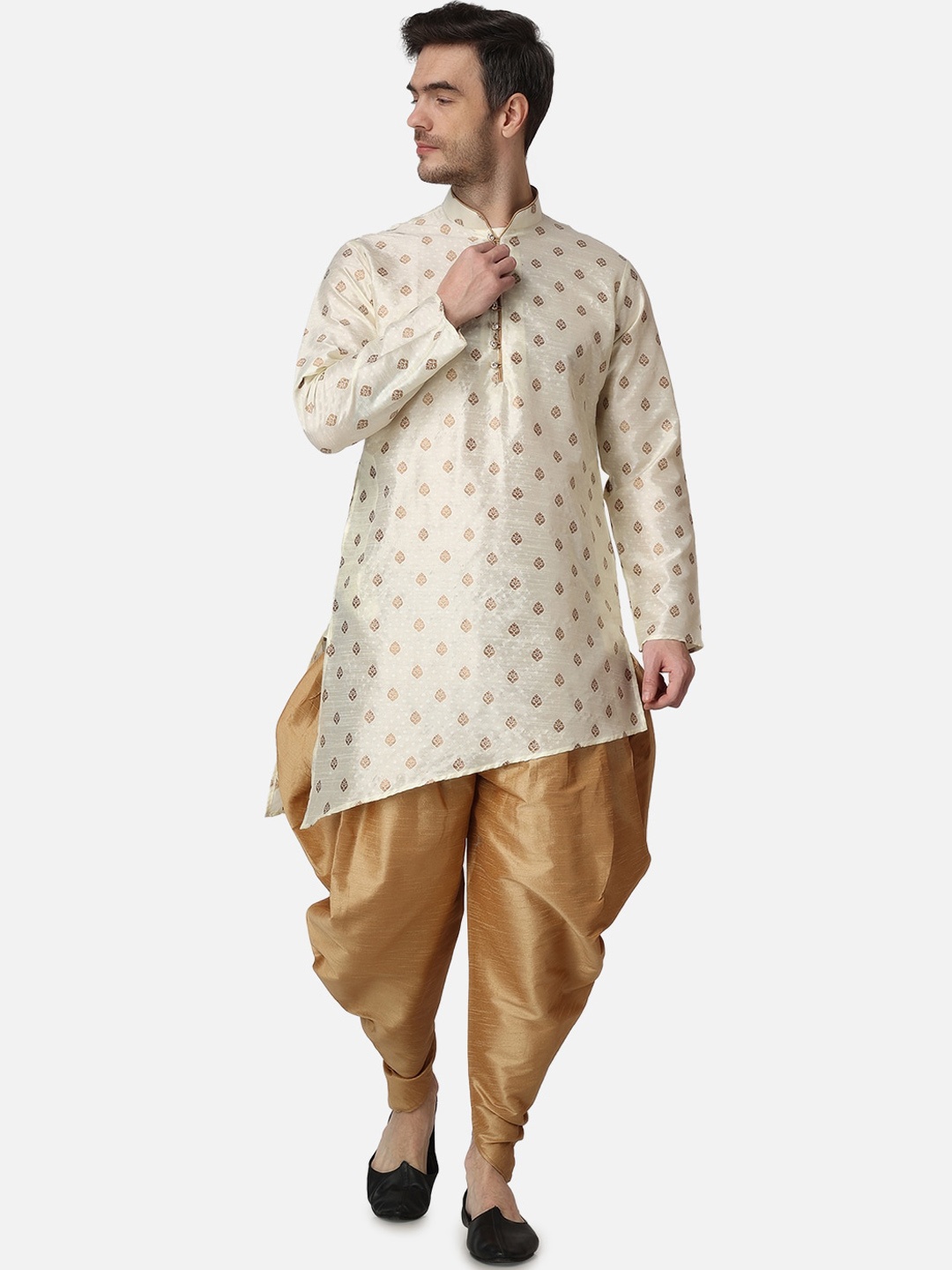 

ROYAL KURTA Ethnic Motifs Woven Design Regular Kurta With Dhoti Pants, White