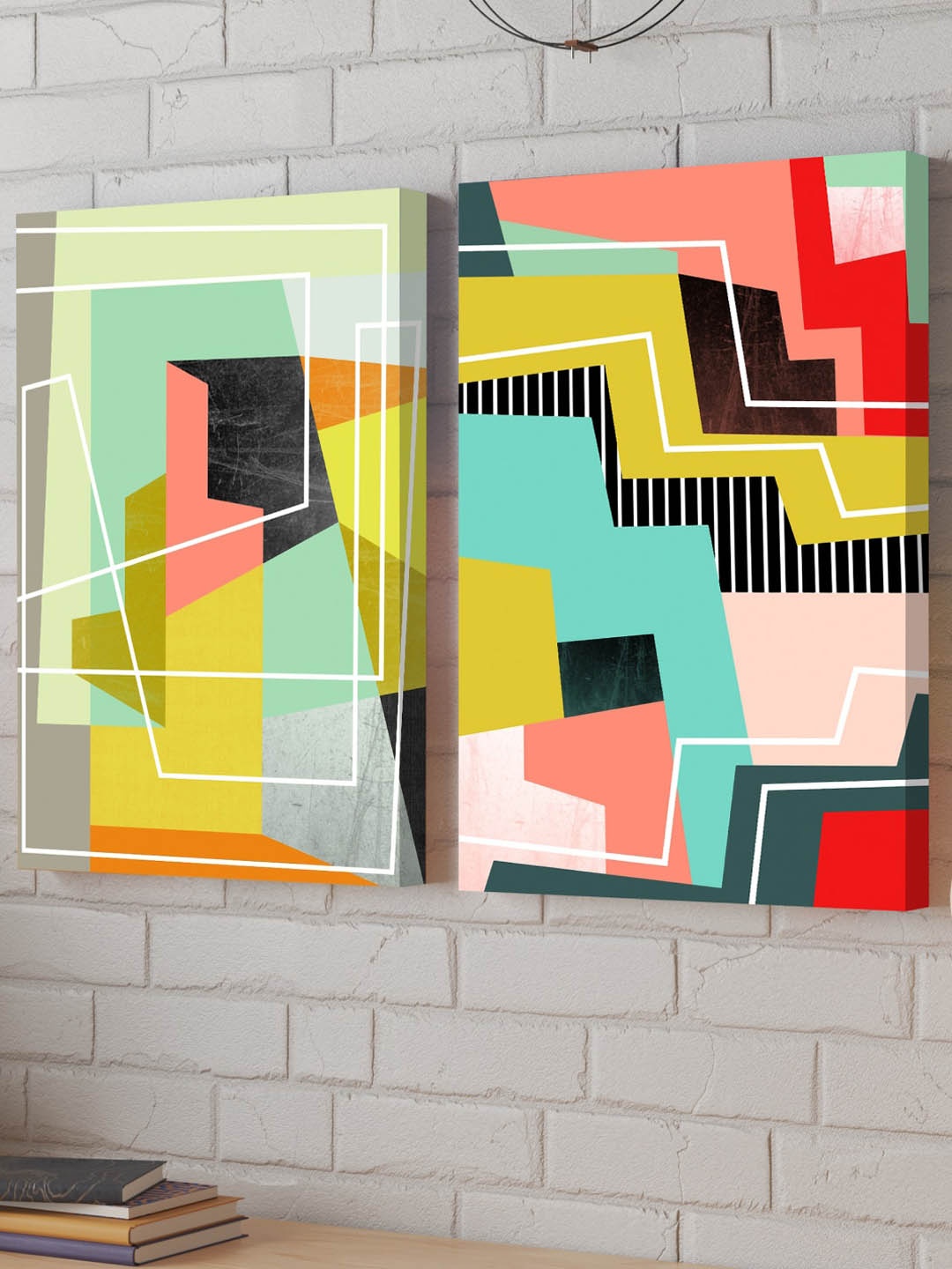 

Art Street 2-Pcs Pink & Yellow Abstract Painting Canvas Wall Art
