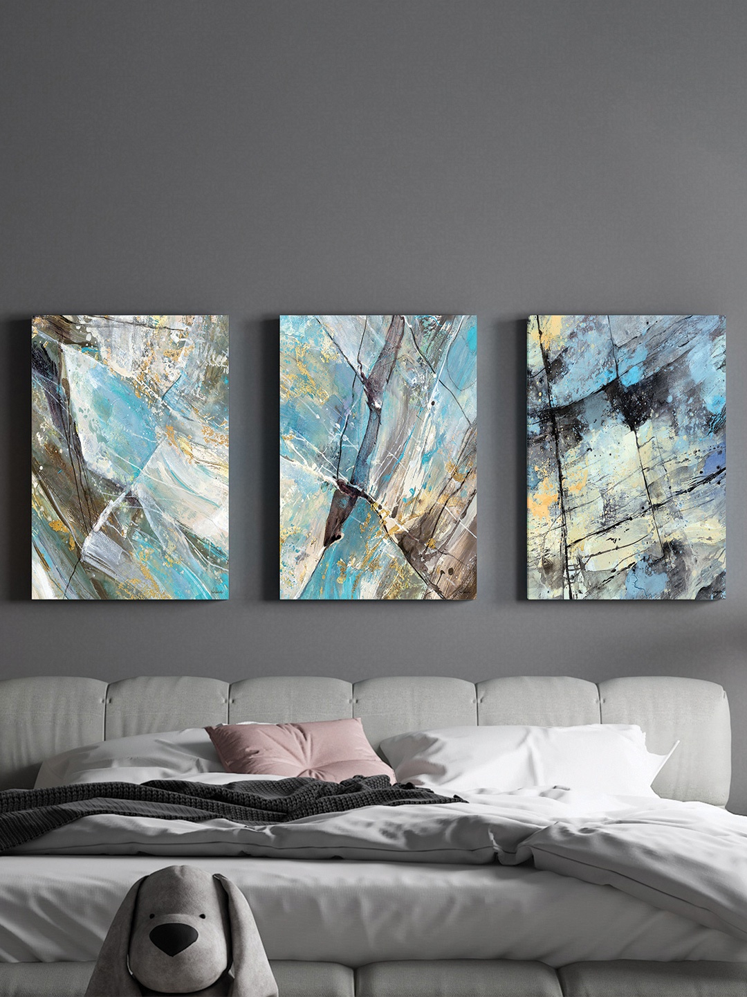 

Art Street Blue 3 Pieces Rock Abstract Painting Wall Arts