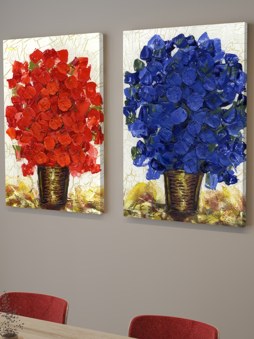 

Art Street White & Red 2 Pieces Floral Painting Wall Arts