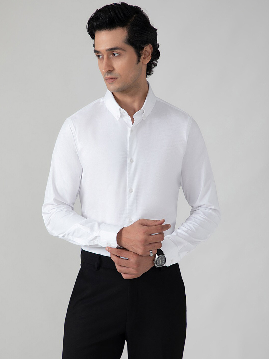 

SUBTRACT Button-Down Collar Slim Fit Formal Shirt, White