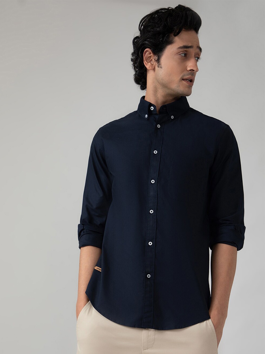 

SUBTRACT Button-Down Collar Comfort Casual Shirt, Navy blue