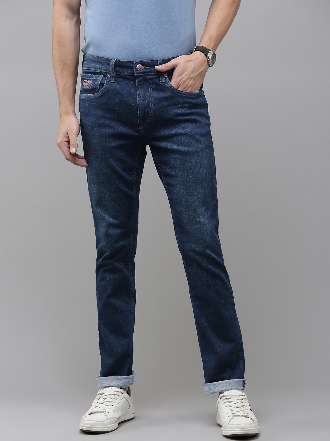 

U.S. Polo Assn. Denim Co. Men Skinny Fit Light Fade Stretchable Jeans, Blue
