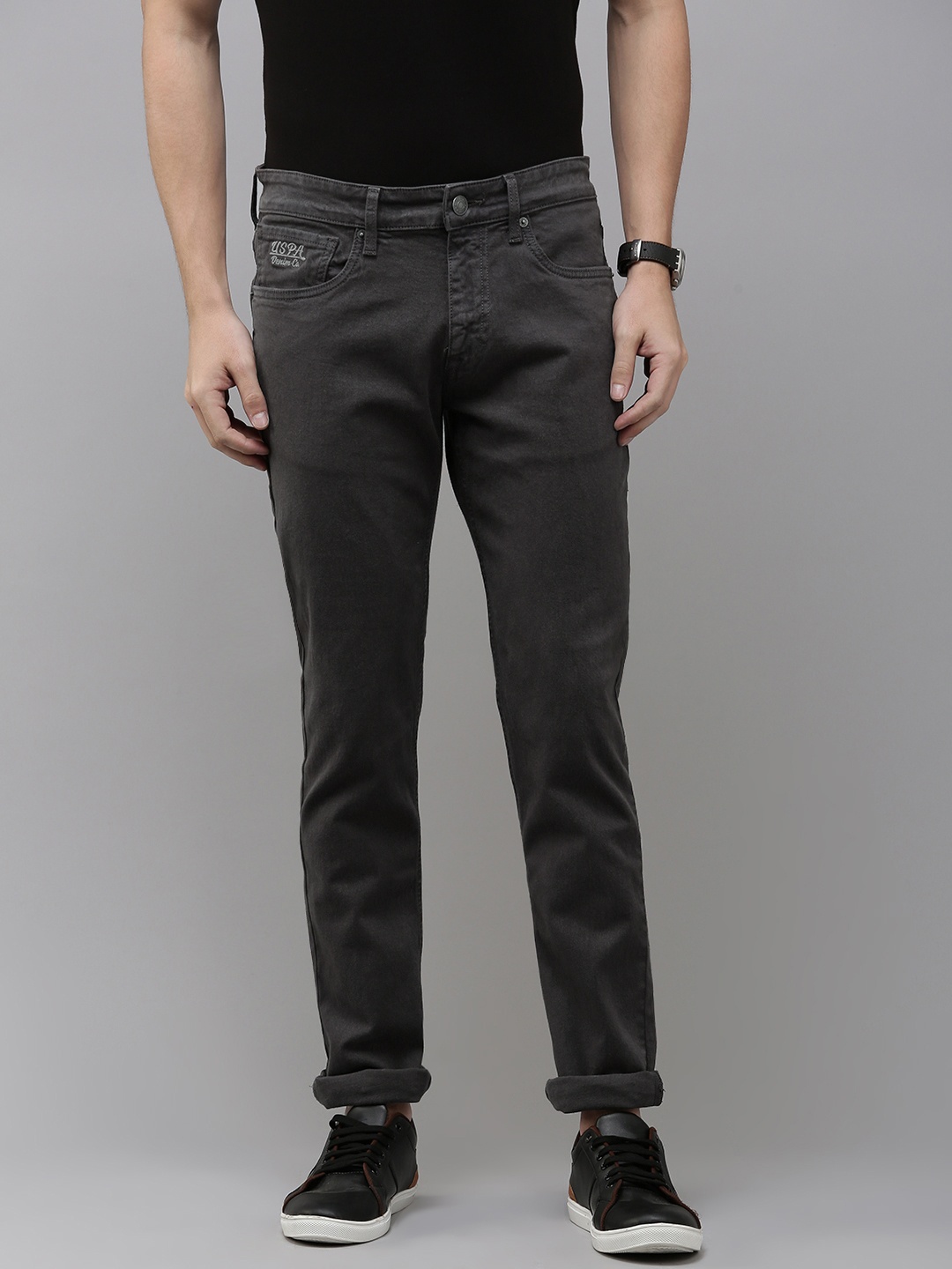 

U.S. Polo Assn. Denim Co. Men Brandon Slim Fit Light Fade Stretchable Jeans, Charcoal