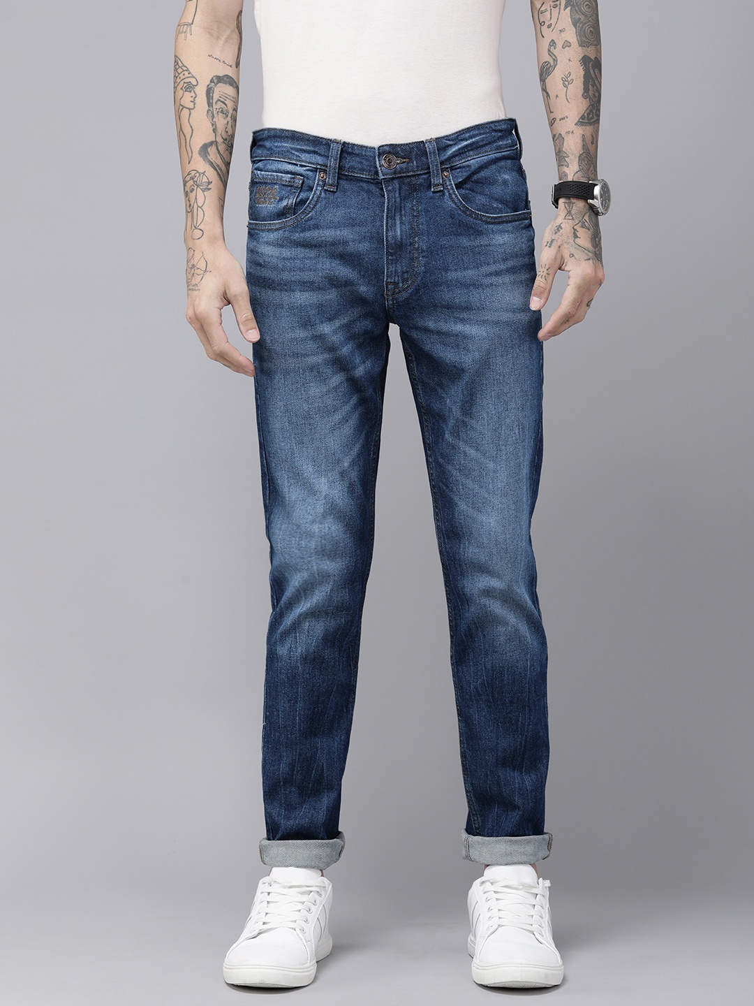 

U.S. Polo Assn. Denim Co. Men Light Fade Stretchable Brandon Slim Tapered Fit Jeans, Blue