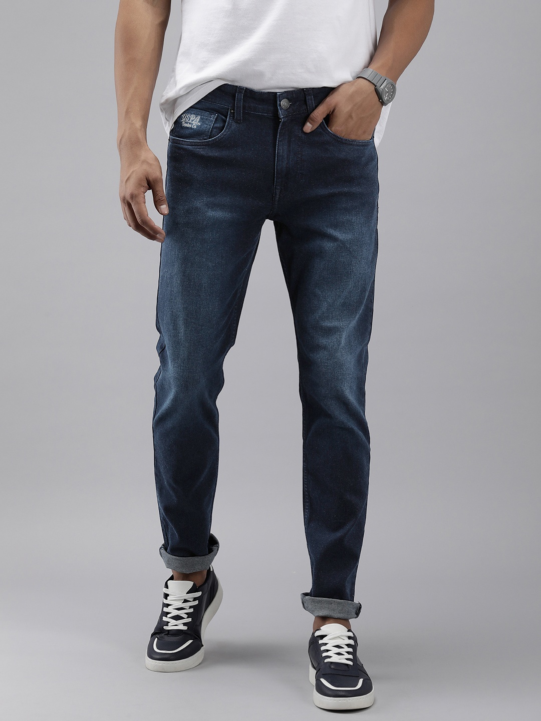 

U.S. Polo Assn. Denim Co. Men Slim Fit Light Fade Stretchable Jeans, Blue