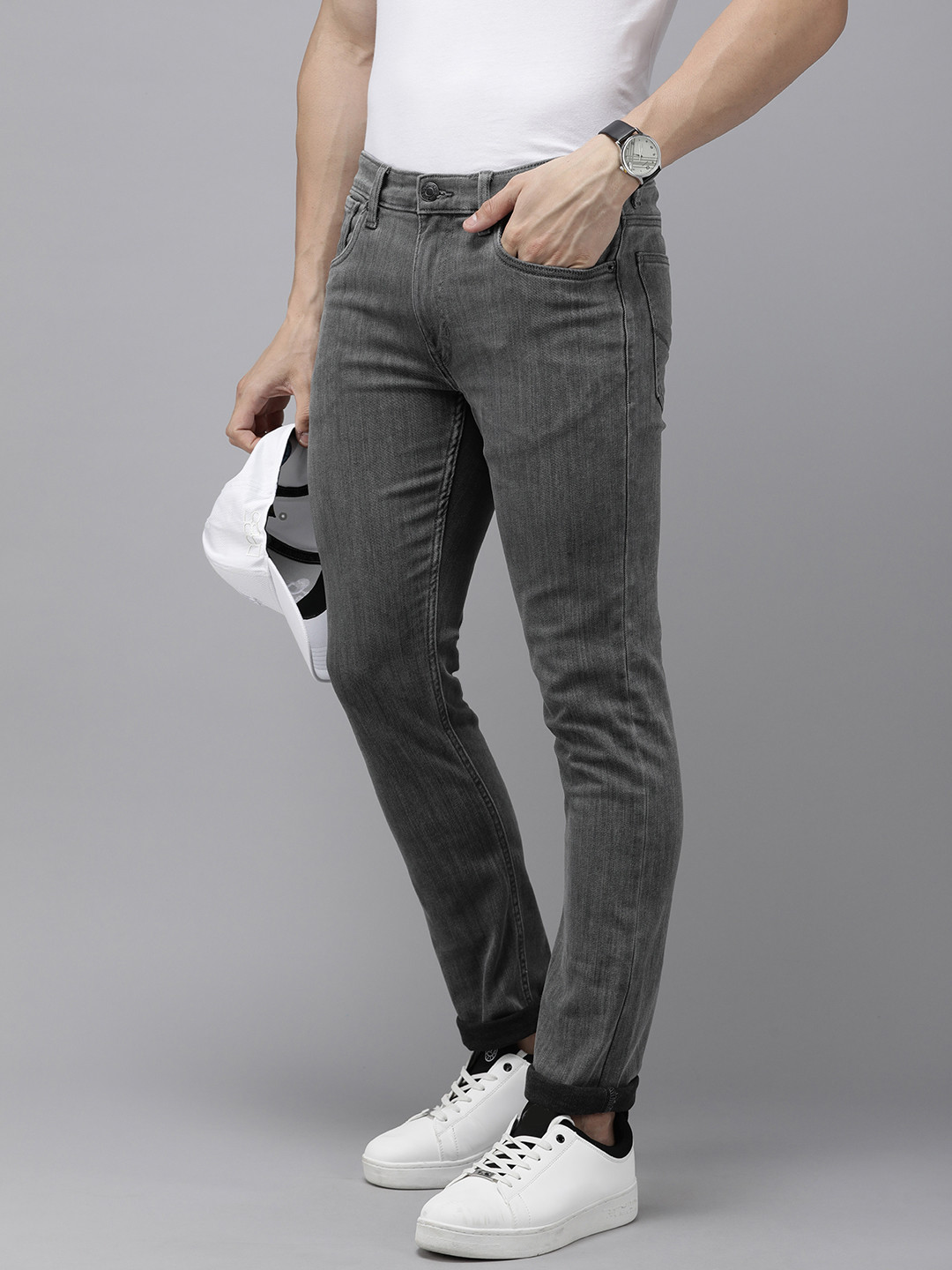 

U.S. Polo Assn. Denim Co. Men Skinny Fit Light Fade Stretchable Jeans, Grey