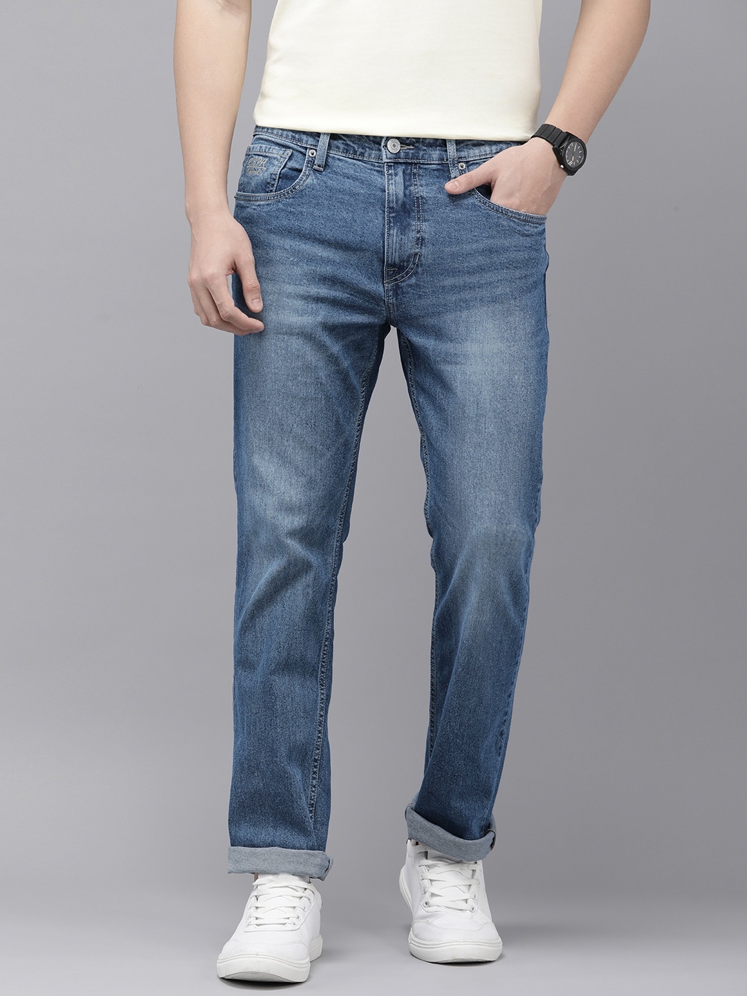 

U.S. Polo Assn. Denim Co. Men Blue Harold Slim Straight Fit Light Fade Stretchable Jeans