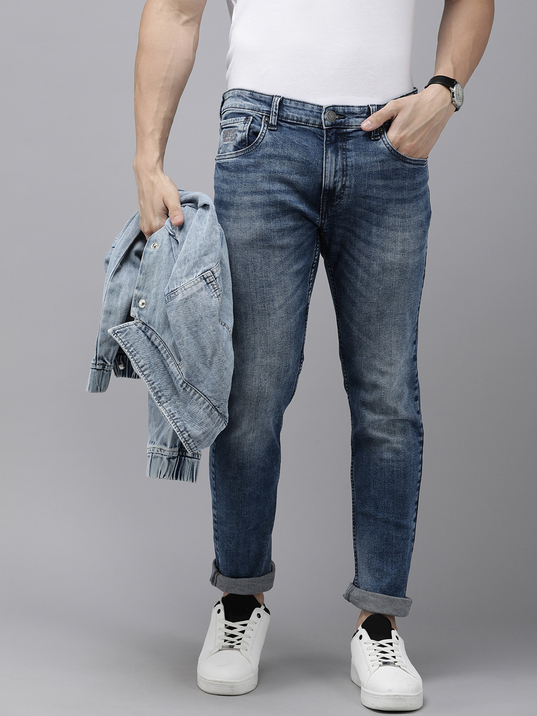 

U.S. Polo Assn. Denim Co. Men Slim Tapered Fit Light Fade Stretchable Jeans, Blue