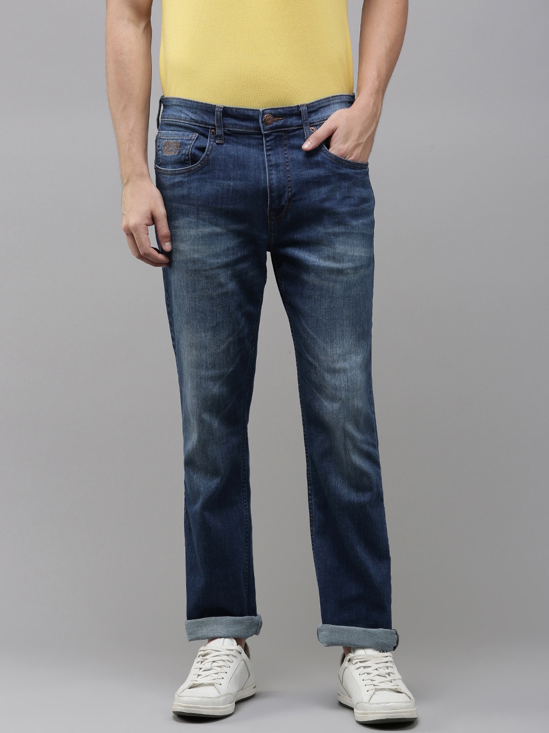 

U.S. Polo Assn. Denim Co. Men Harold Slim Straight Fit Stretchable Mid-Rise Jeans, Blue