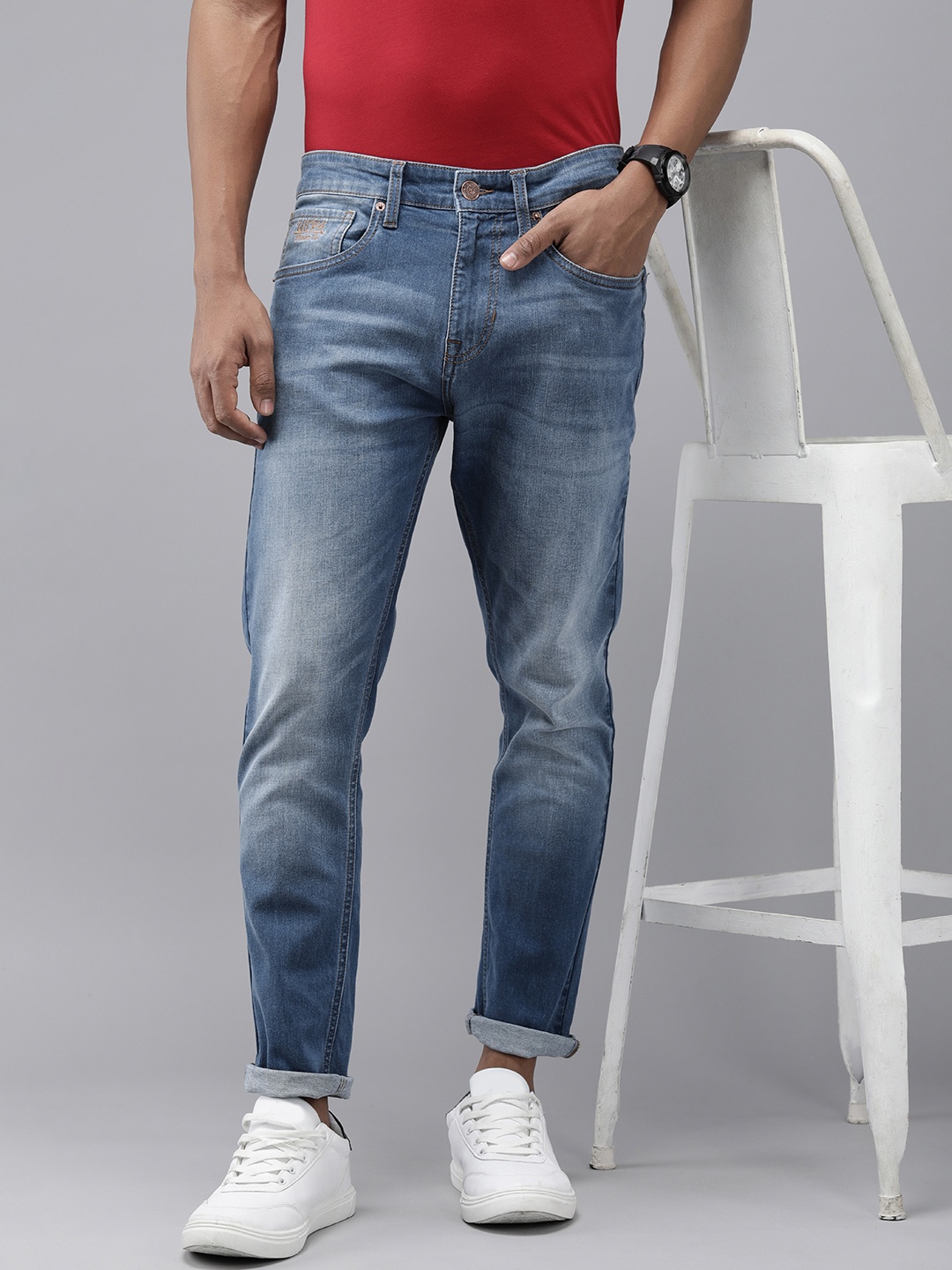 

U.S. Polo Assn. Denim Co. Men Mid-Rise Light Fade Stretchable Cropped Jeans, Blue
