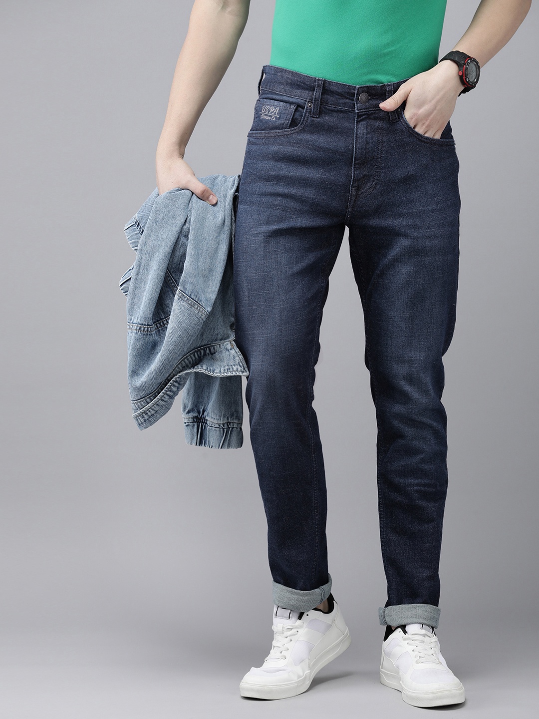 

U.S. Polo Assn. Denim Co. Men Mid-Rise Slim Tapered Fit Light Fade Regular Jeans, Blue