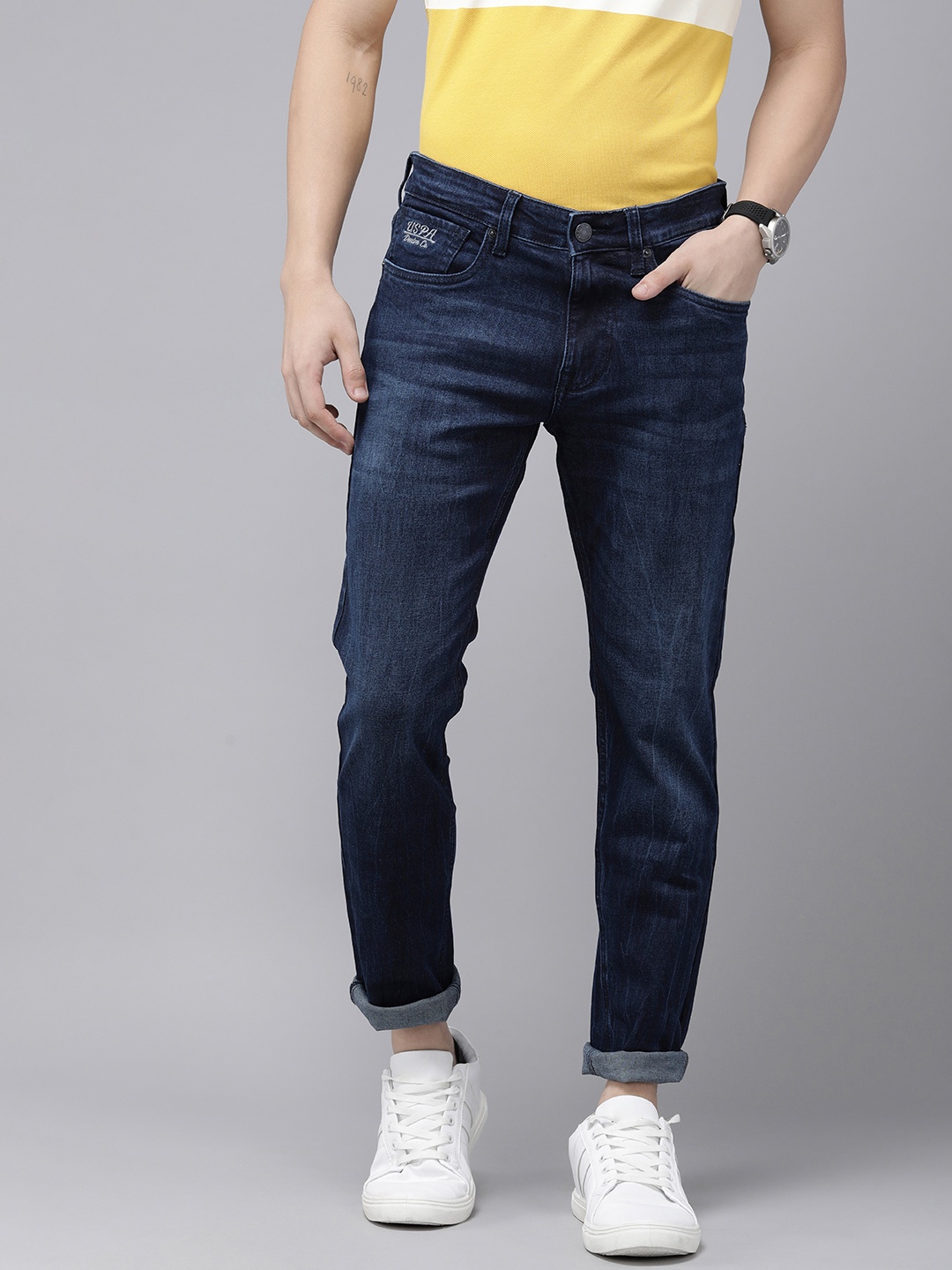 

U.S. Polo Assn. Denim Co. Men Slim Fit Light Fade Stretchable Jeans, Blue