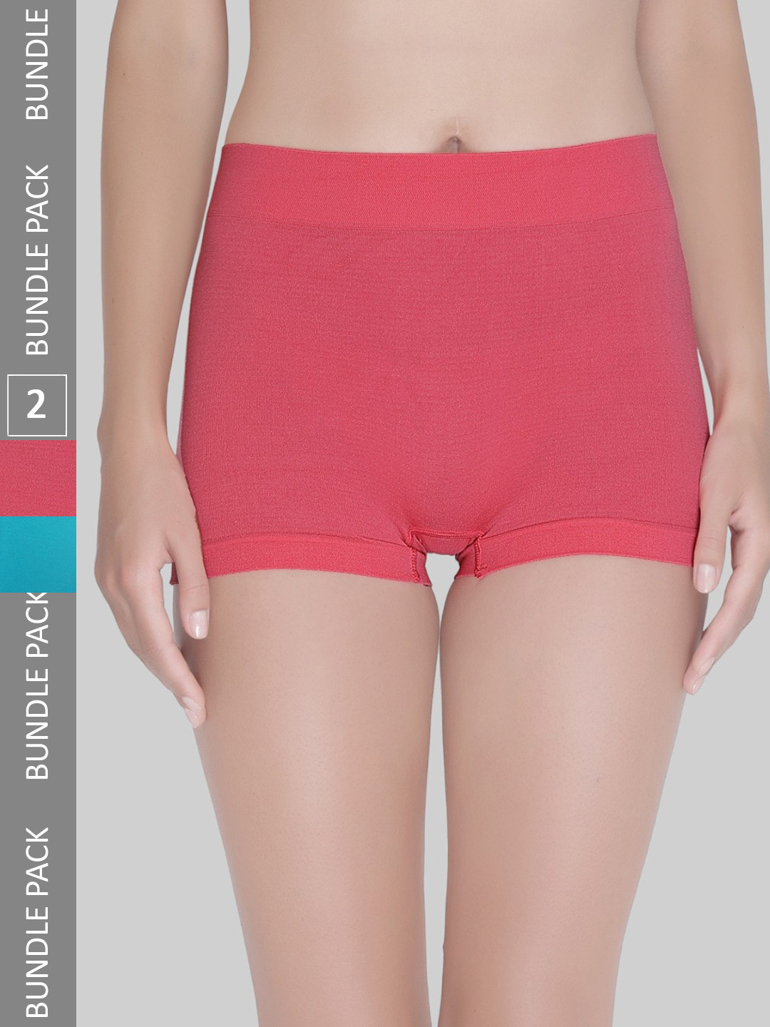 

PLUMBURY Women Pack Of 2 Anti Microbial Seamless Boy Shorts, Pink