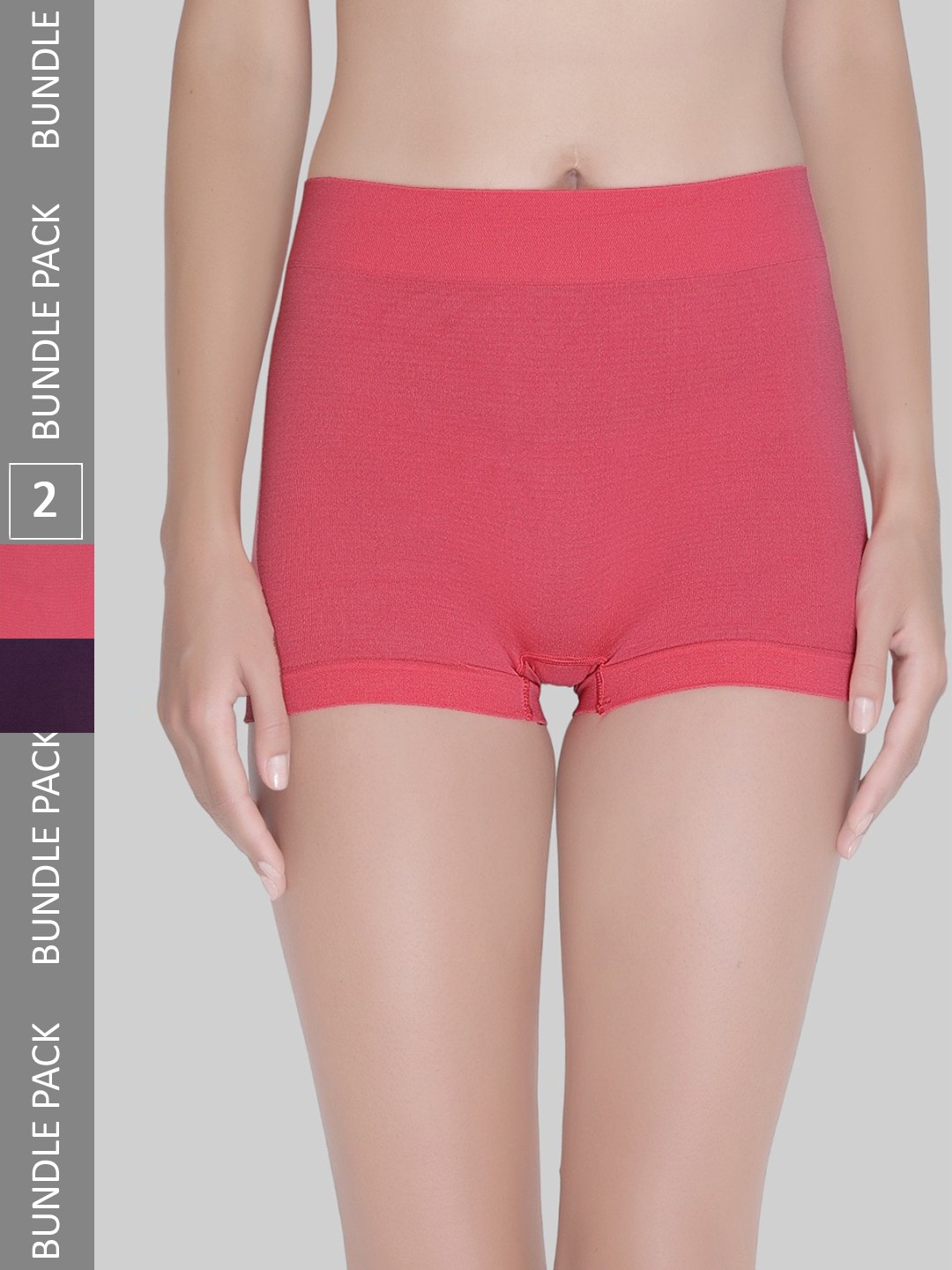 

PLUMBURY Women Pack Of 2 Anti Microbial Seamless Boy Shorts, Pink
