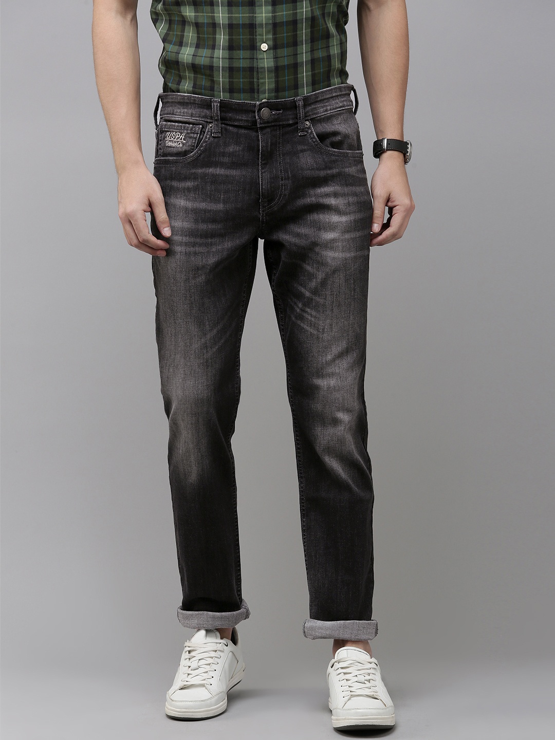 

U.S. Polo Assn. Denim Co. Men Slim Fit Heavy Fade Stretchable Jeans, Grey