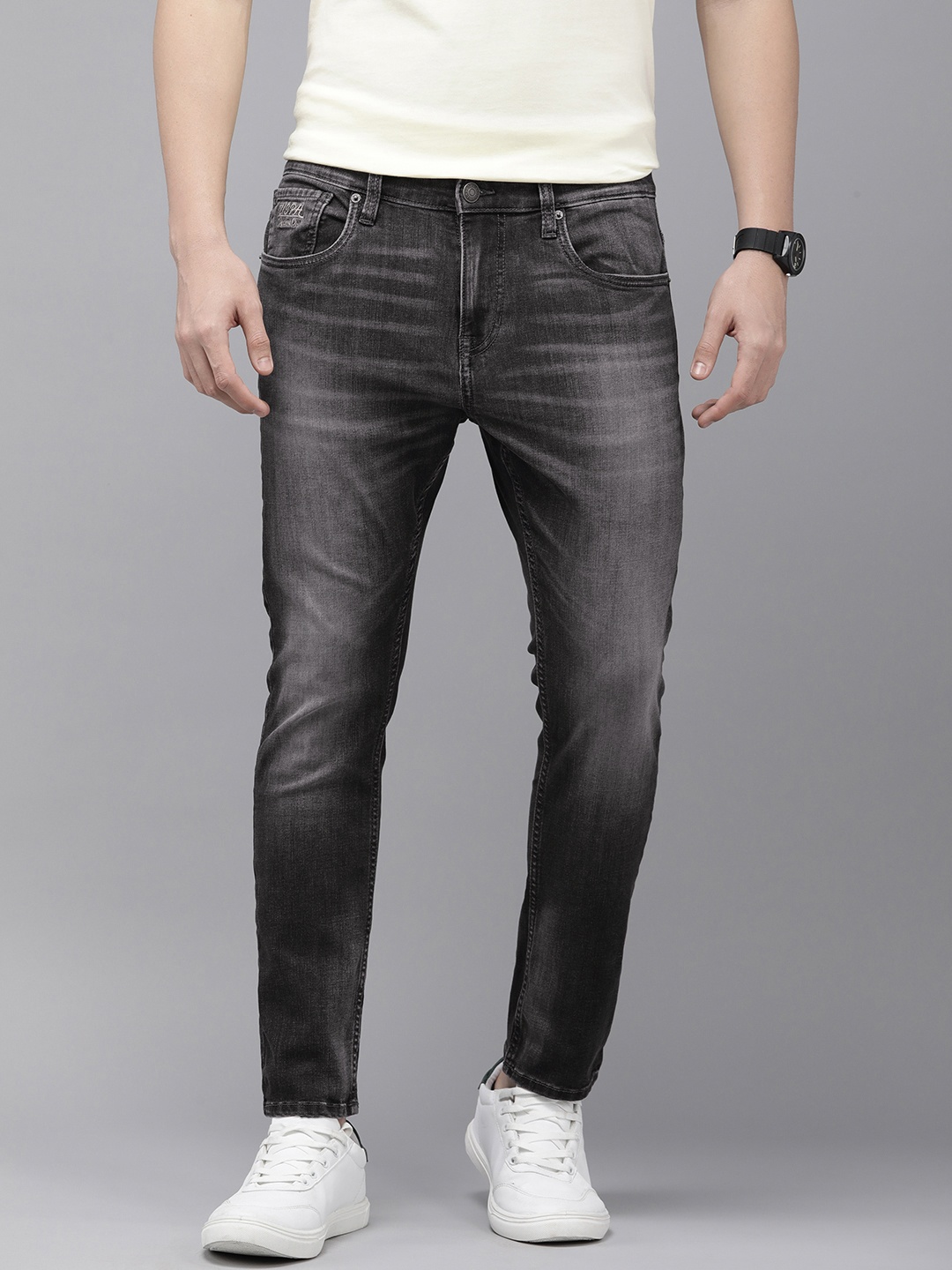 

U.S. Polo Assn. Denim Co. Men Cropped Light Fade Stretchable Jeans, Grey