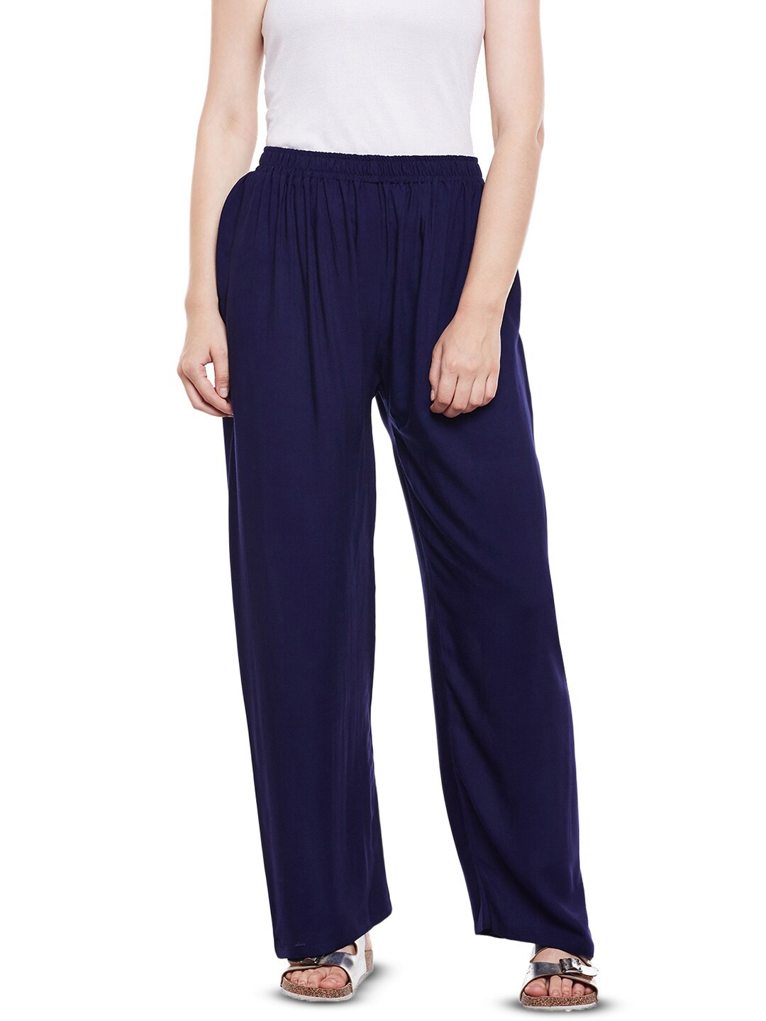 

Castle Lifestyle Straight Fit Palazzos, Navy blue