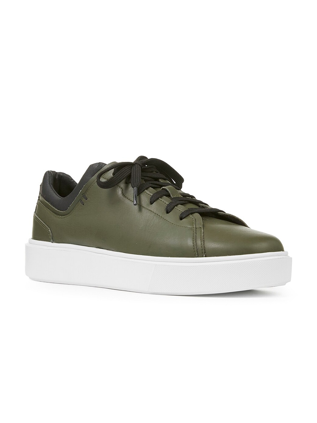 

FREESOUL Unisex Contrast Sole Leather Sneakers, Olive