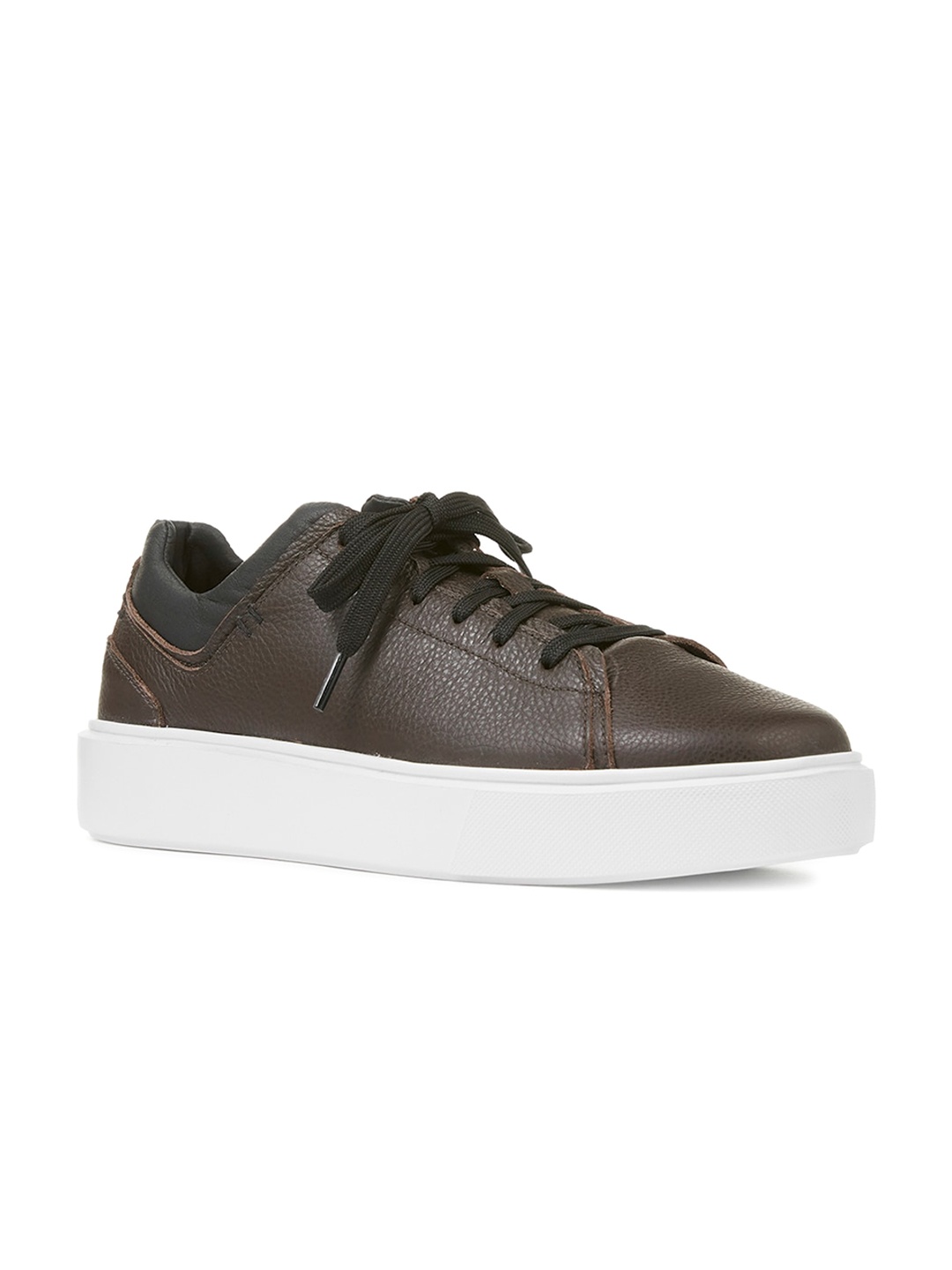 

FREESOUL Unisex Contrast Sole Leather Sneakers, Brown