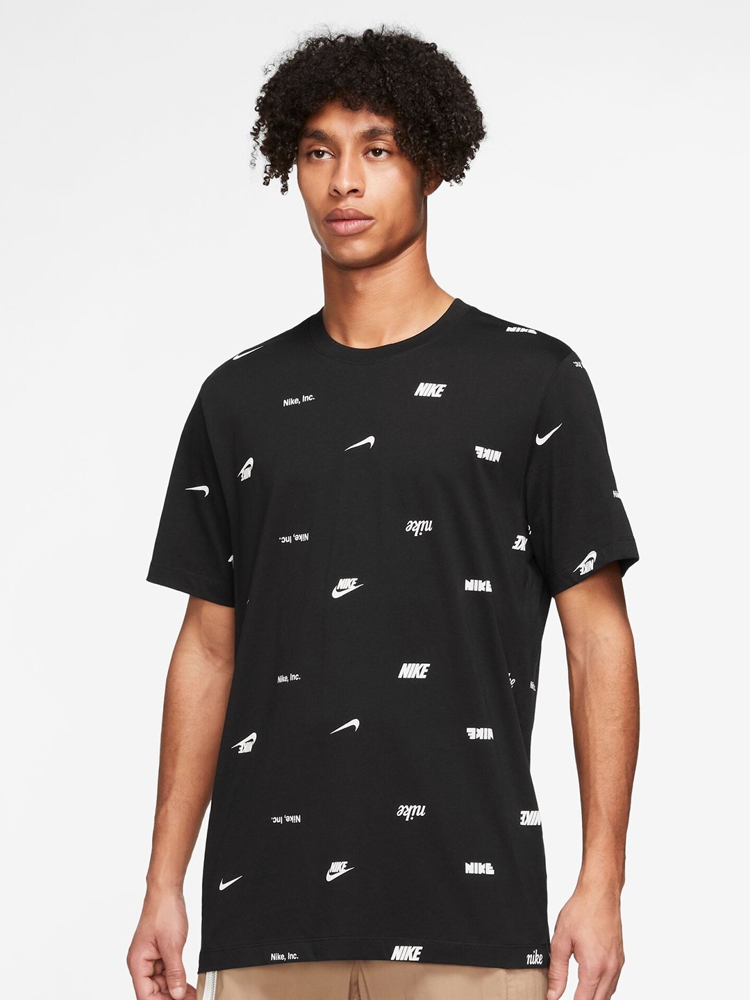 

Nike Club All-Over Print Short Sleeves Crew Neck Pure Cotton T-Shirt, Black