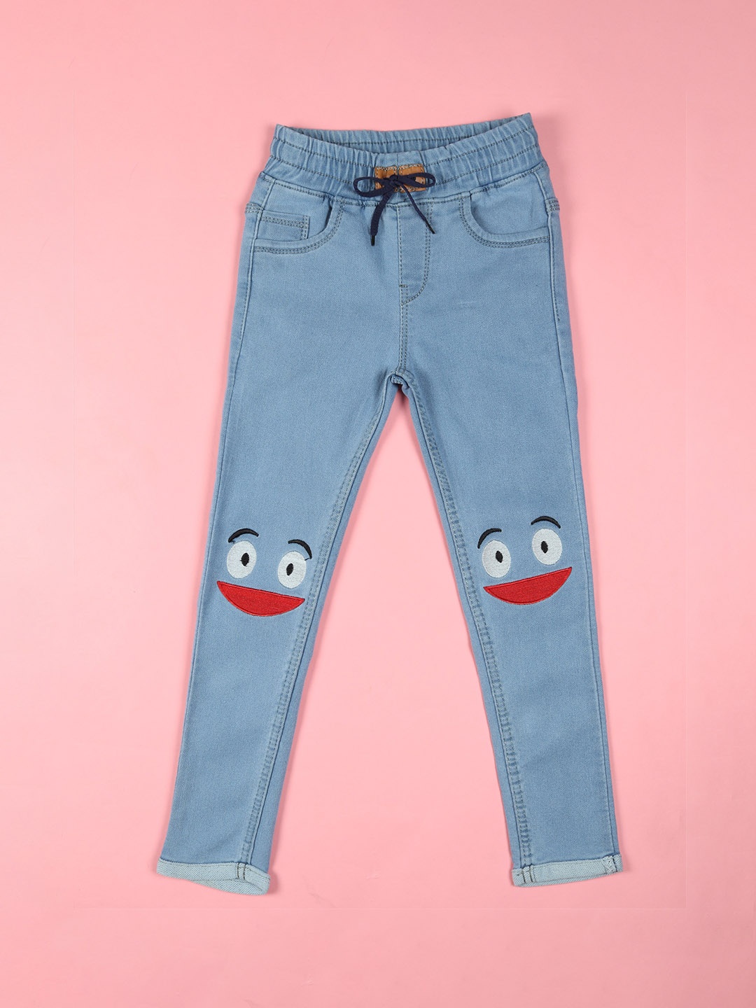 

F2M Boys Slim Fit Embroidered Jeans, Blue