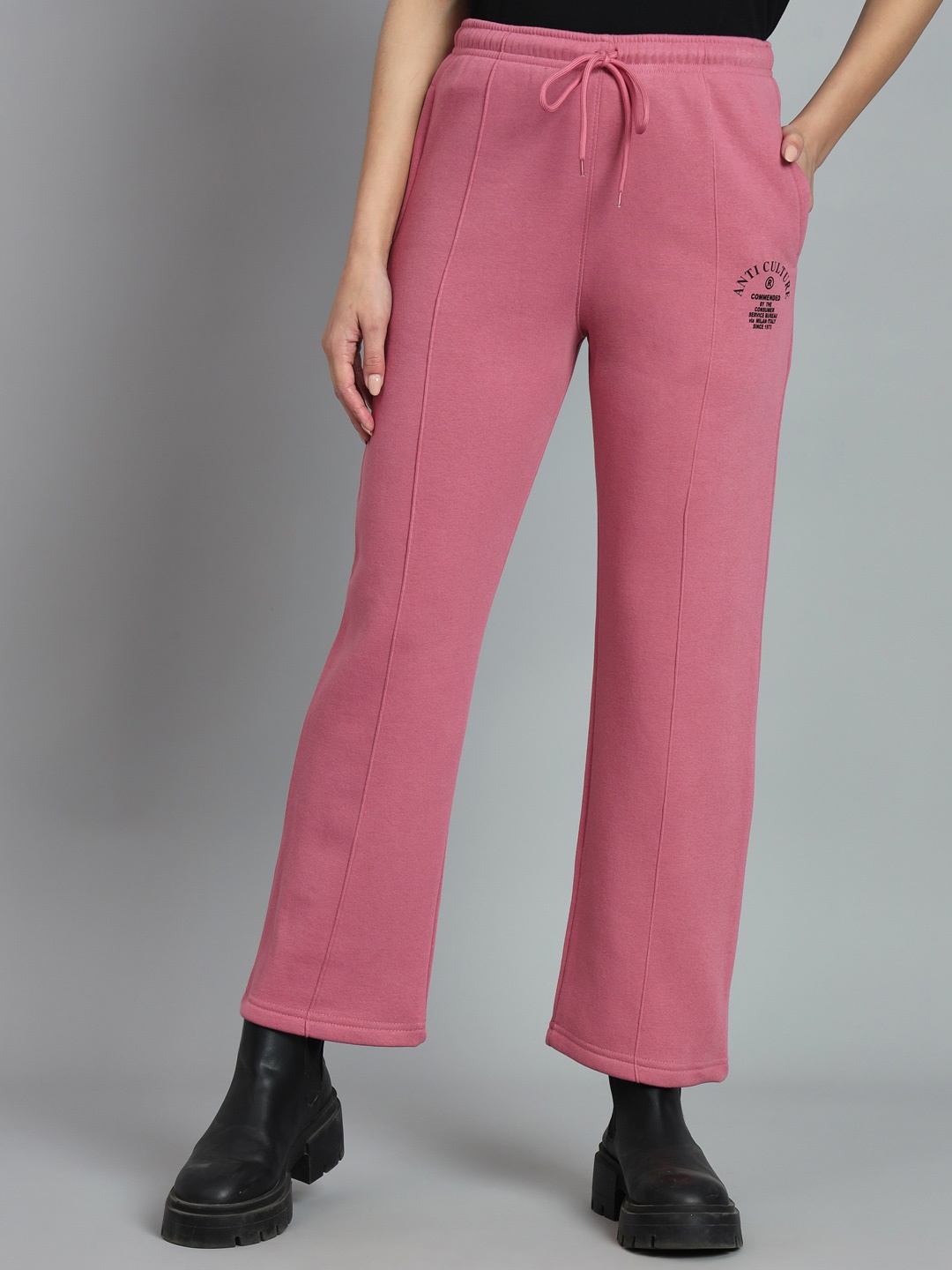 

ANTI CULTURE Women Relaxed Fit Track Pants, Pink