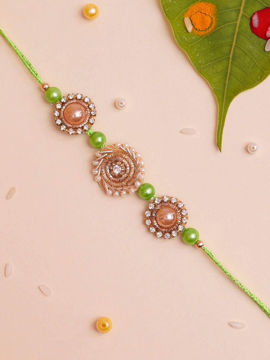 

The Magic Wand Kids Stone-Studded Thread Rakhi, Green