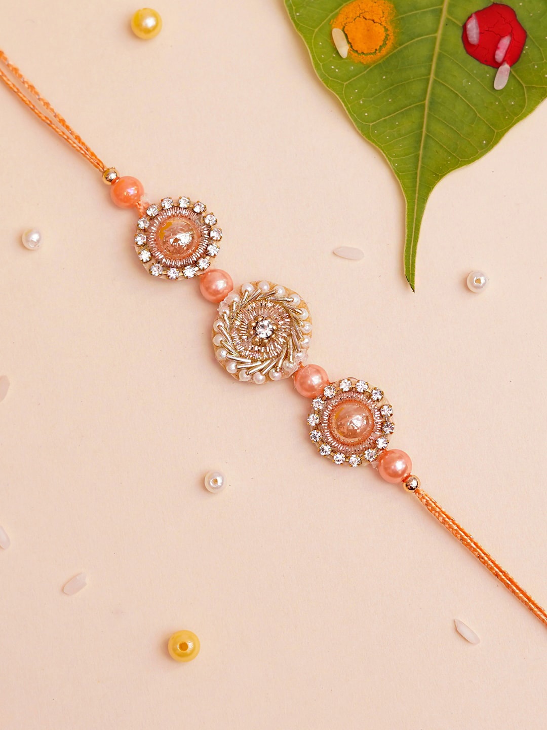 

The Magic Wand Kids Stone-studded & Beaded Rakhi, Orange