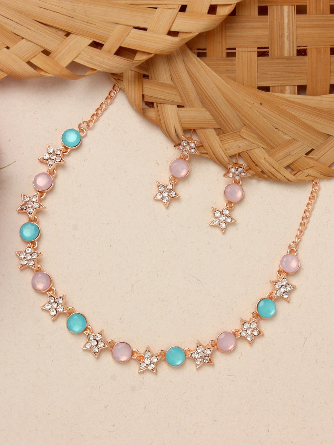 

Atasi International Rose Gold-Plated Crystal-Studded Earrings & Necklace Set