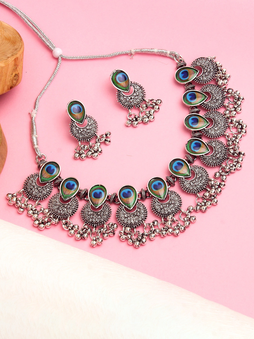 

Atasi International Oxidised Silver-Plated Beaded Necklace & Earrings Set