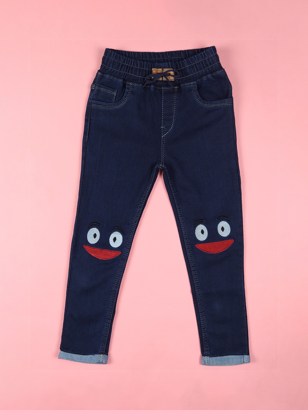 

F2M Girls Slim Fit High Rise Clean Look Embroidered Stretchable Jeans, Blue