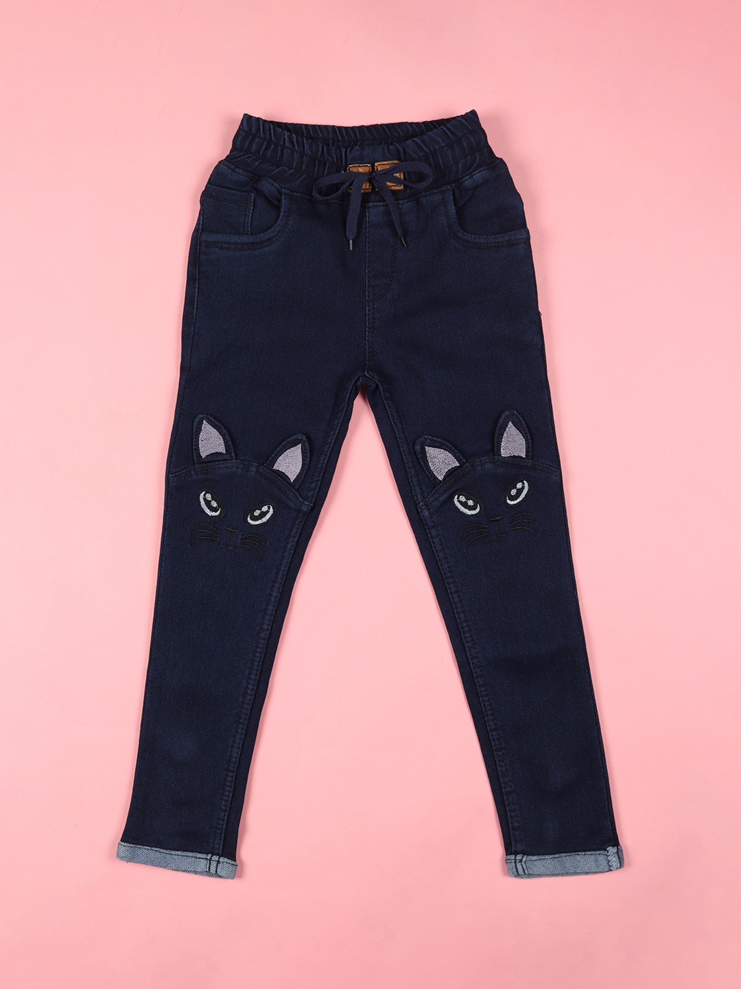 

F2M Girls Slim Fit High-Rise Clean Look Embroidered Stretchable Jeans, Blue