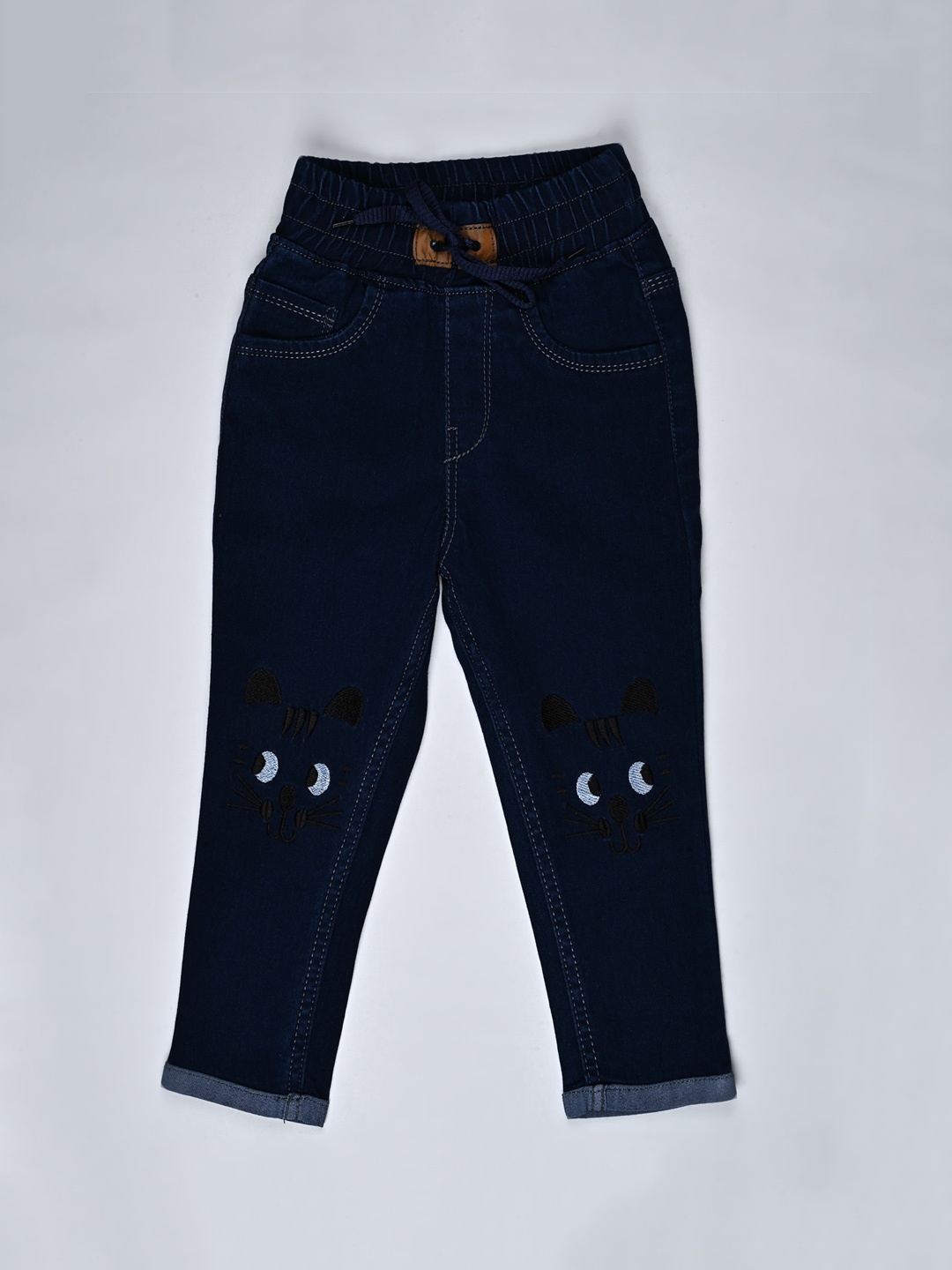 

F2M Girls Slim Fit High Rise Clean Look Embroidered Stretchable Jeans, Blue