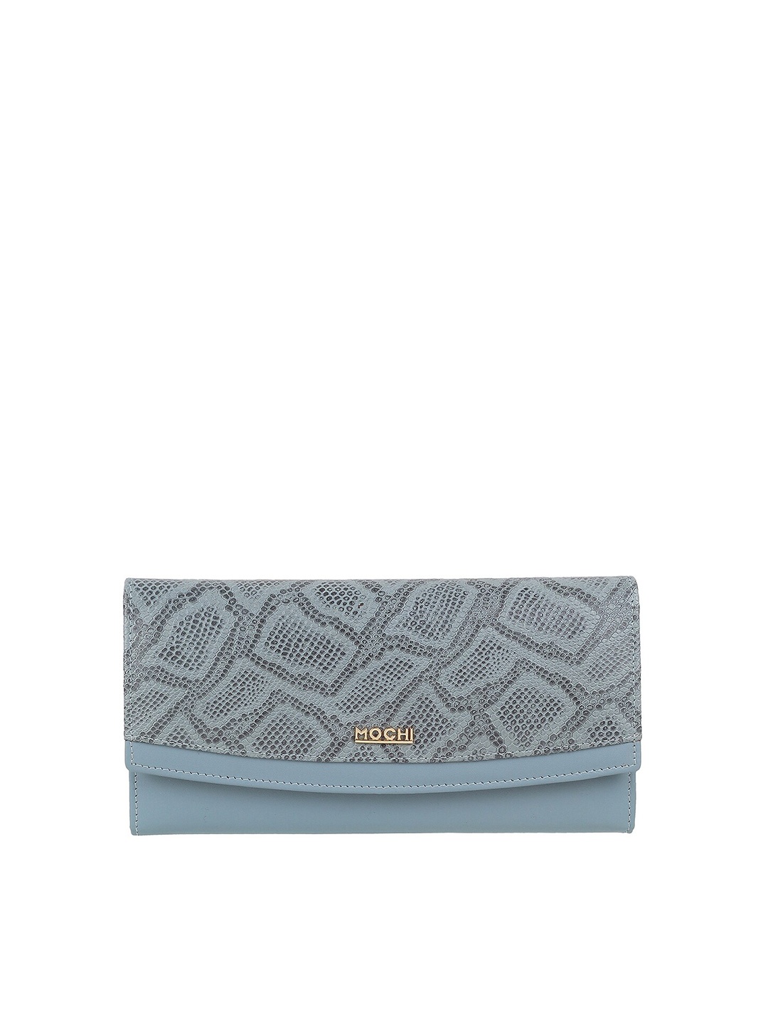

Mochi Women Animal Textured Zip Detail Two Fold Wallet, Blue