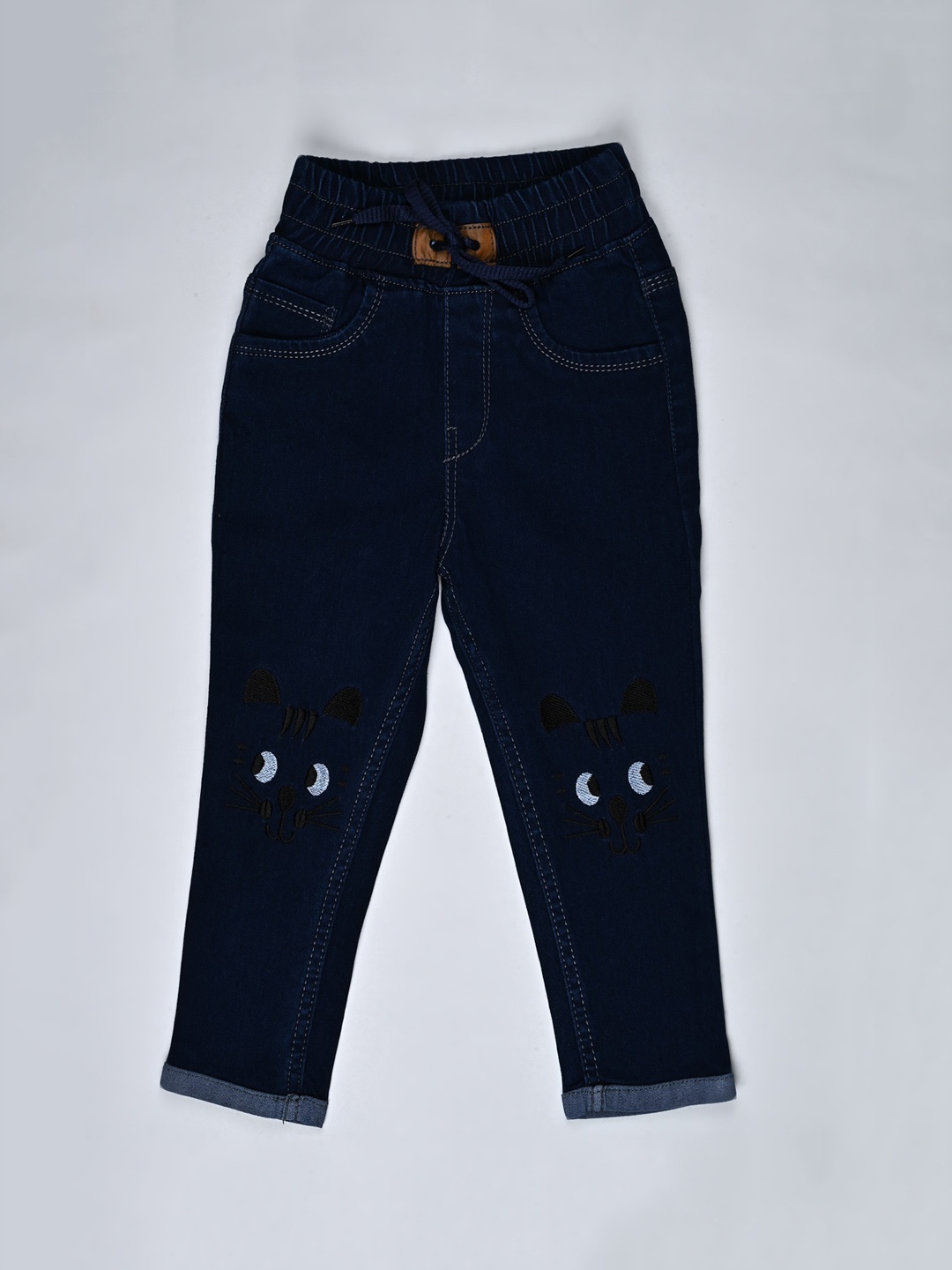 

F2M Kids Slim Fit High Rise Clean Look Embroidered Stretchable Jeans, Blue