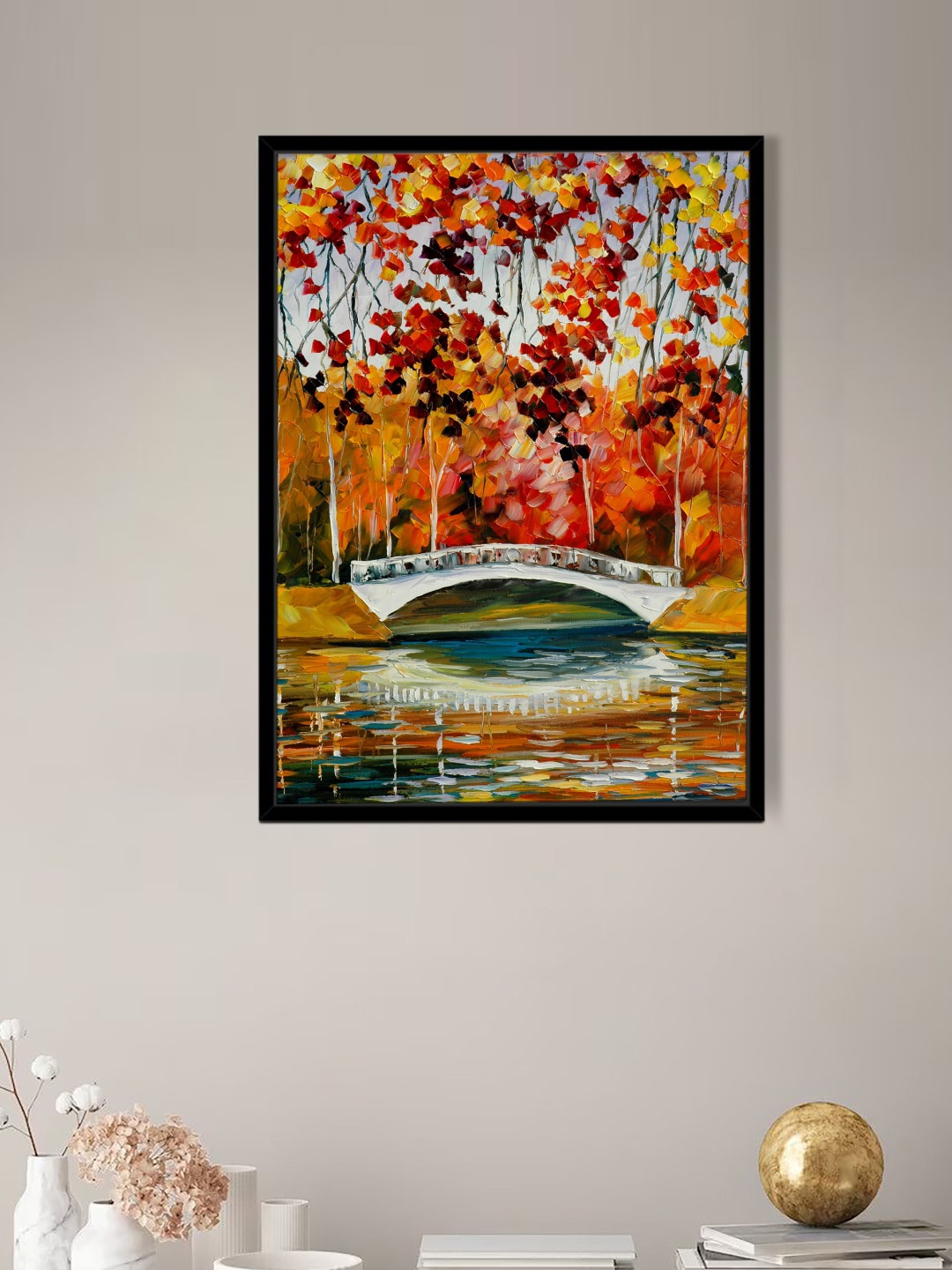 

Art Street Yellow & Green A Bridge Over River Mapple Forest Wall Art