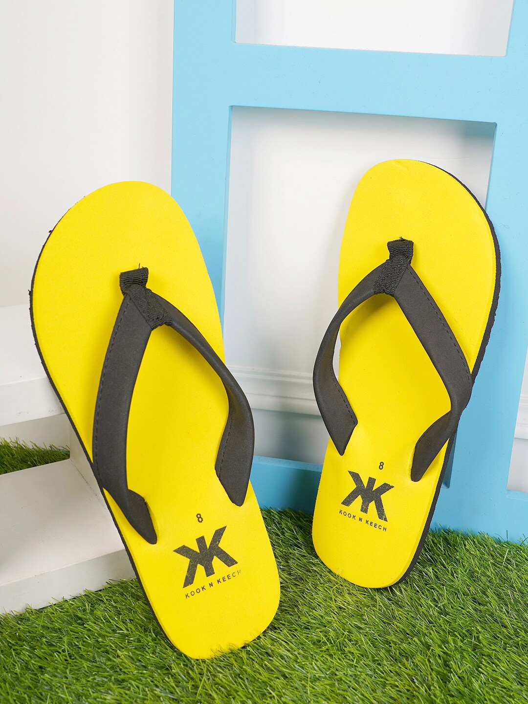 

Kook N Keech Men Black & Yellow Colourblocked Thong Flip-Flops