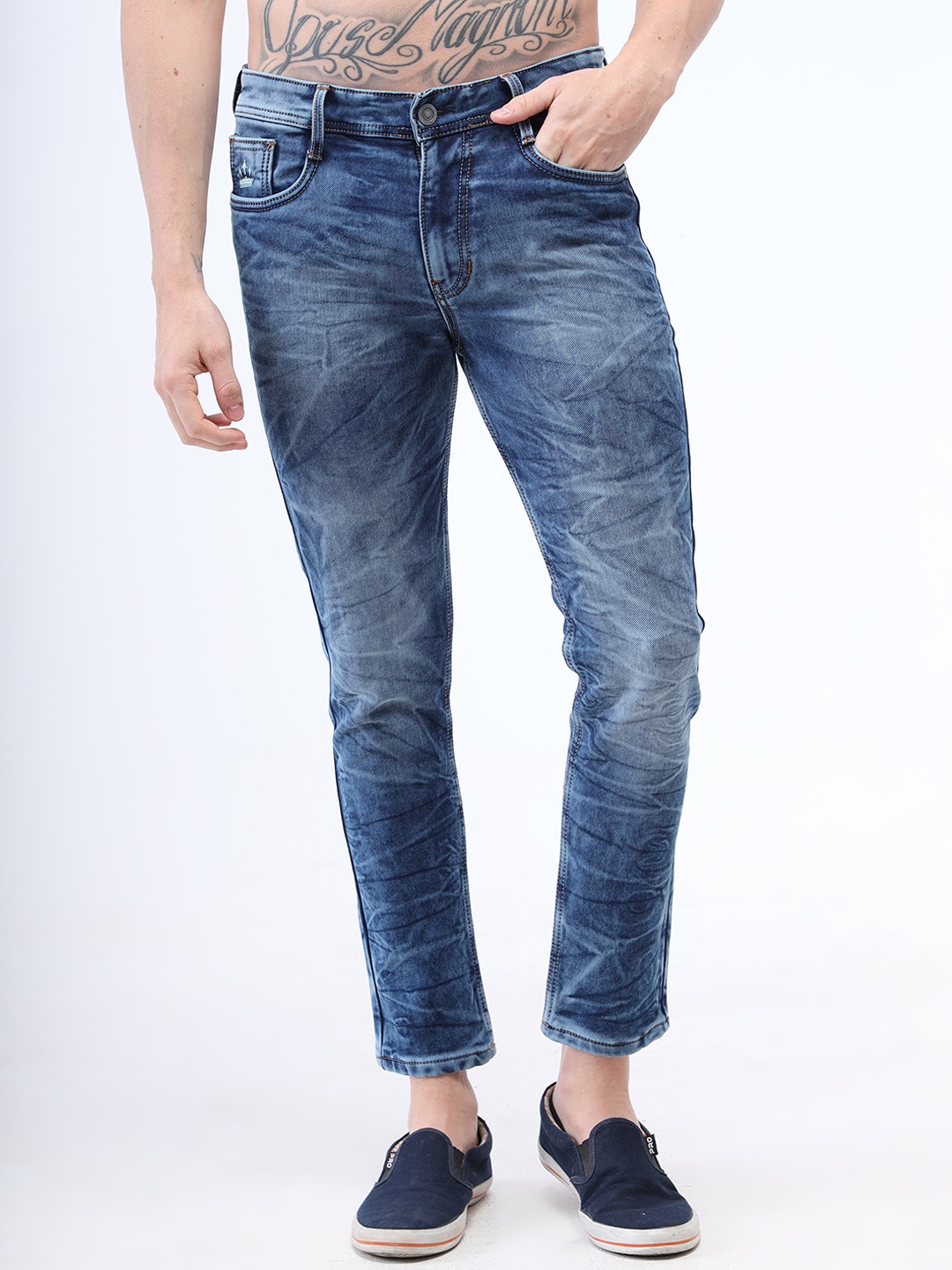 

Reslag Men Mid-Rise Heavy Fade Stretchable Jeans, Blue