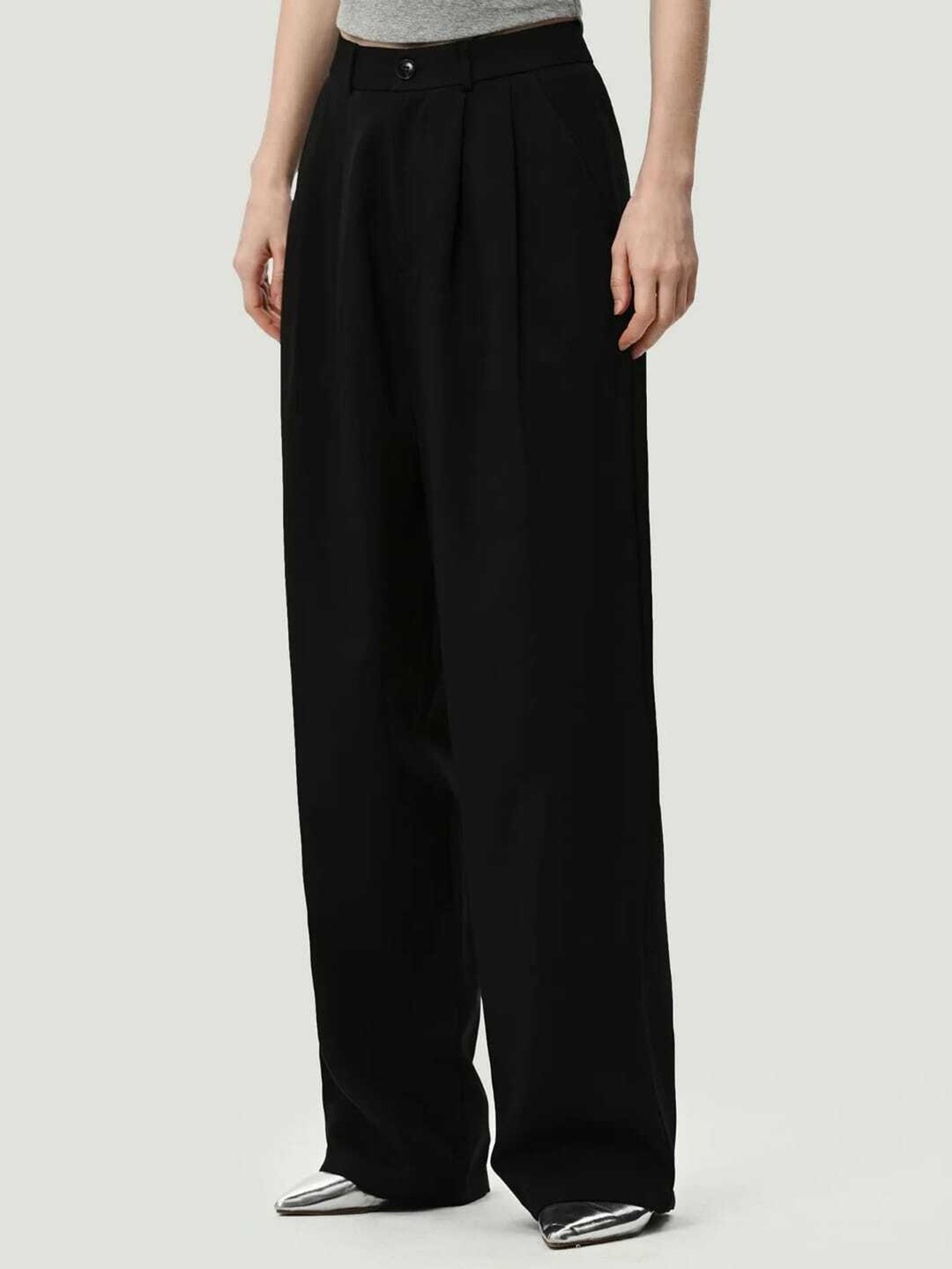 

BROADSTAR Women Pleated Korean Pants, Black