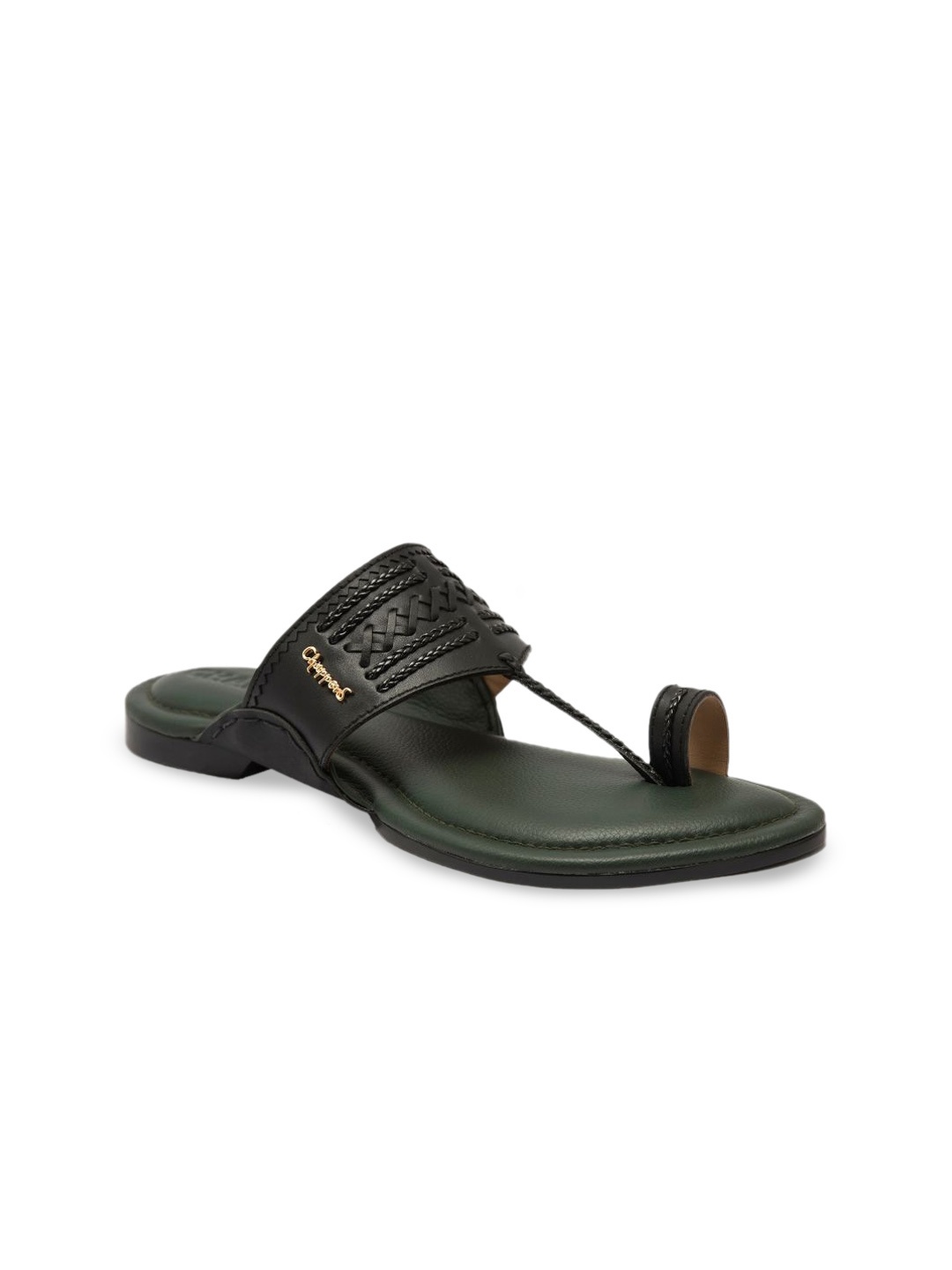 

Chappers Men One Toe Leather Comfort Sandals, Black