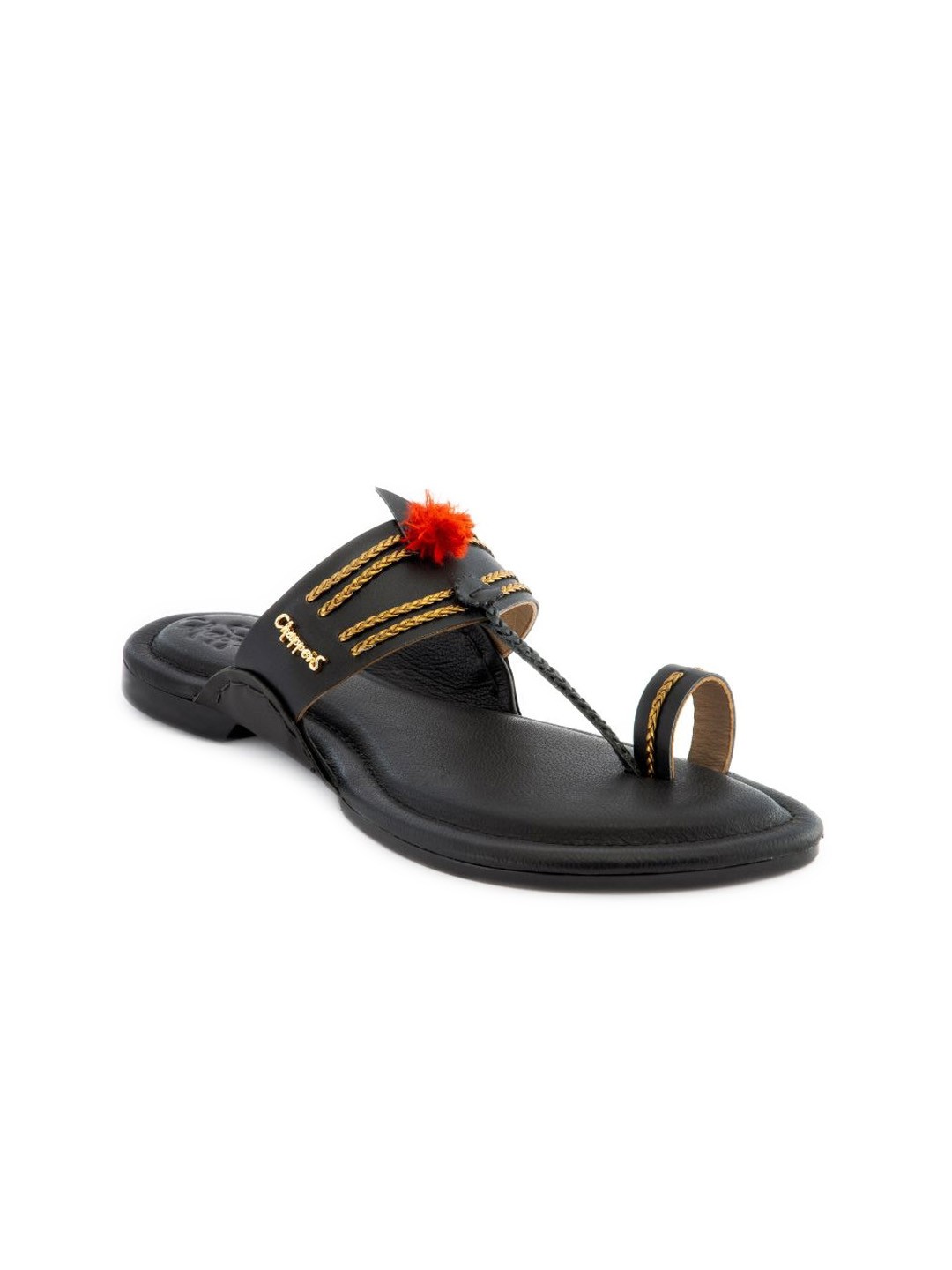 

Chappers Men One Toe Leather Comfort Sandals, Black