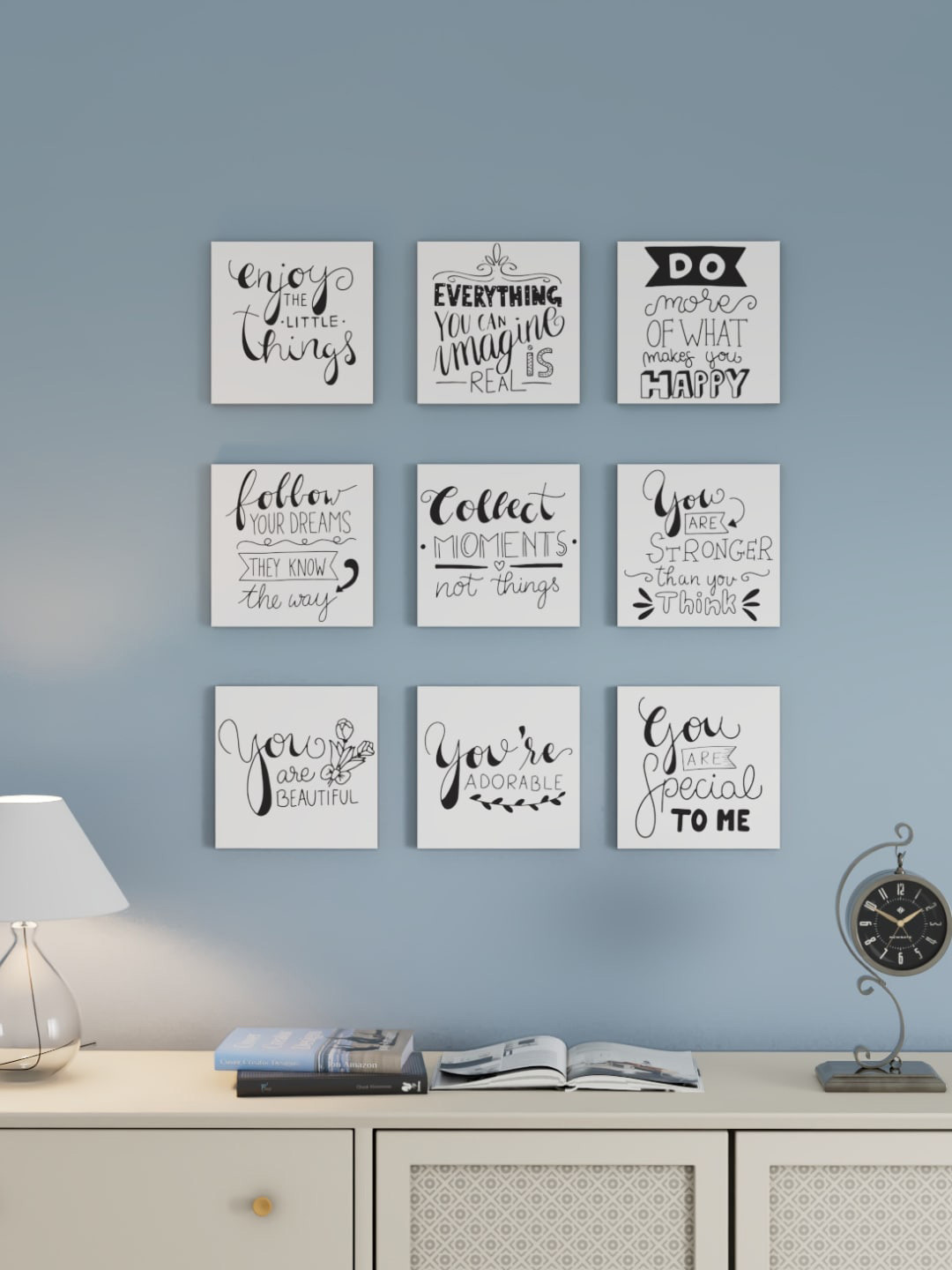

Art Street White & Black 9 Pieces Motivational Quotes Wall Art